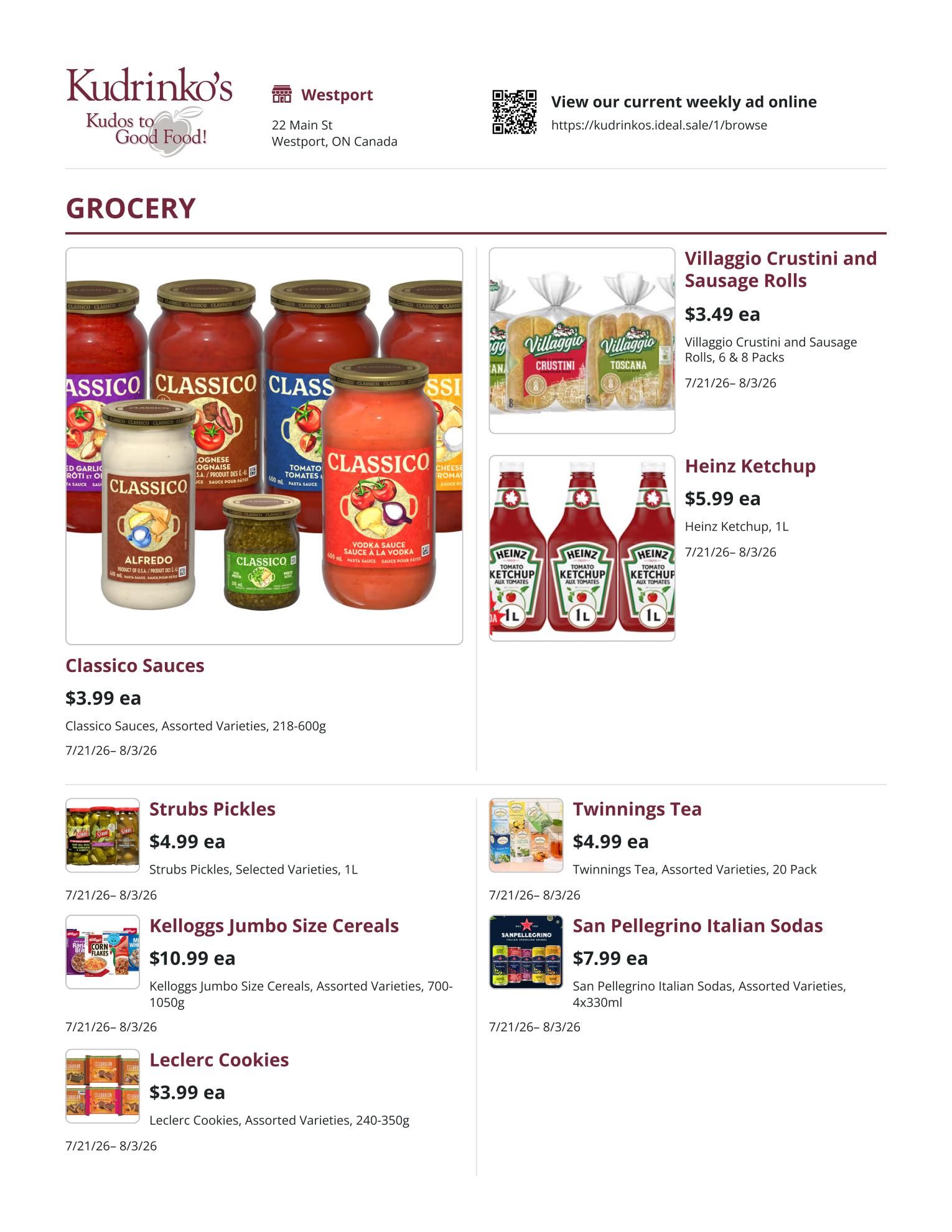 Kudrinko's Flyer July 21 to August 3