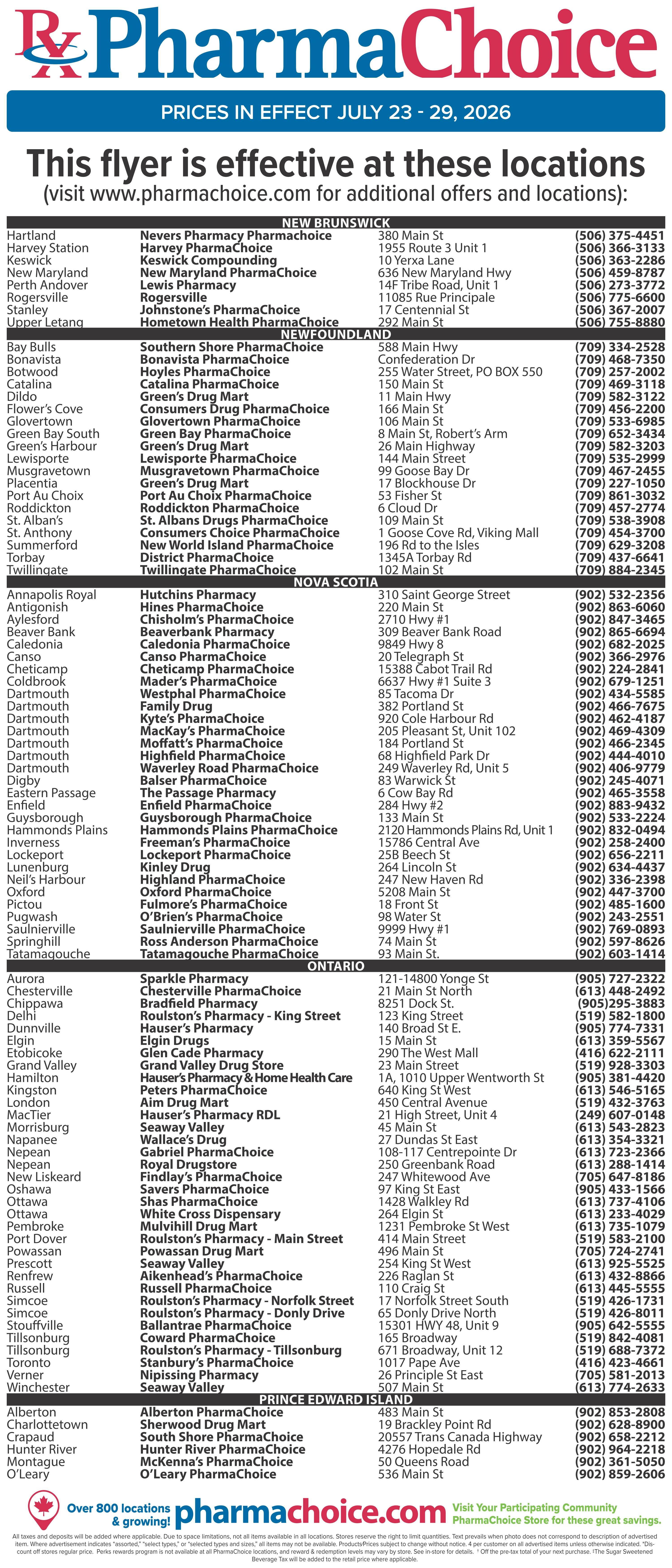 PharmaChoice (ON & Atlantic) Flyer July 23 to 29