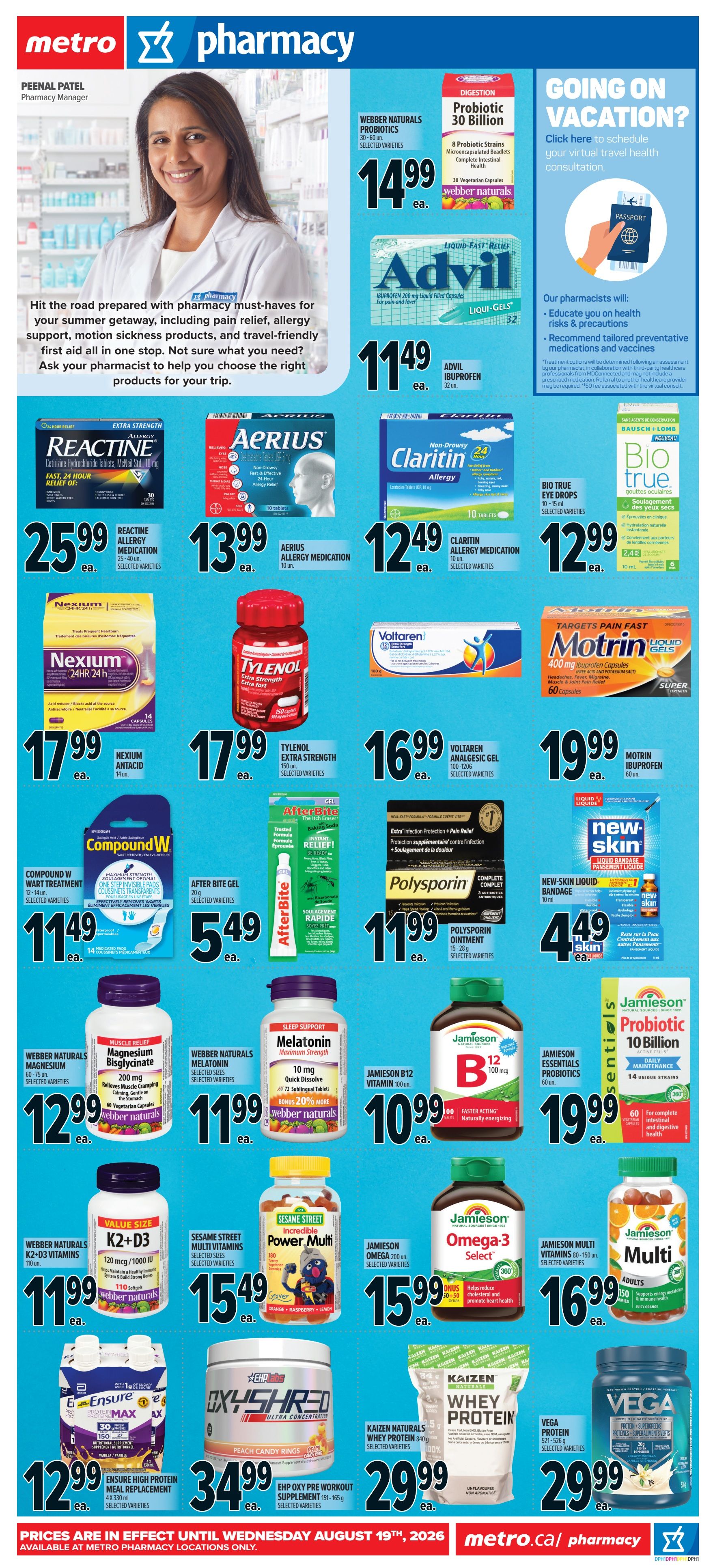 Metro (ON) Pharmacy Flyer July 23 to August 19