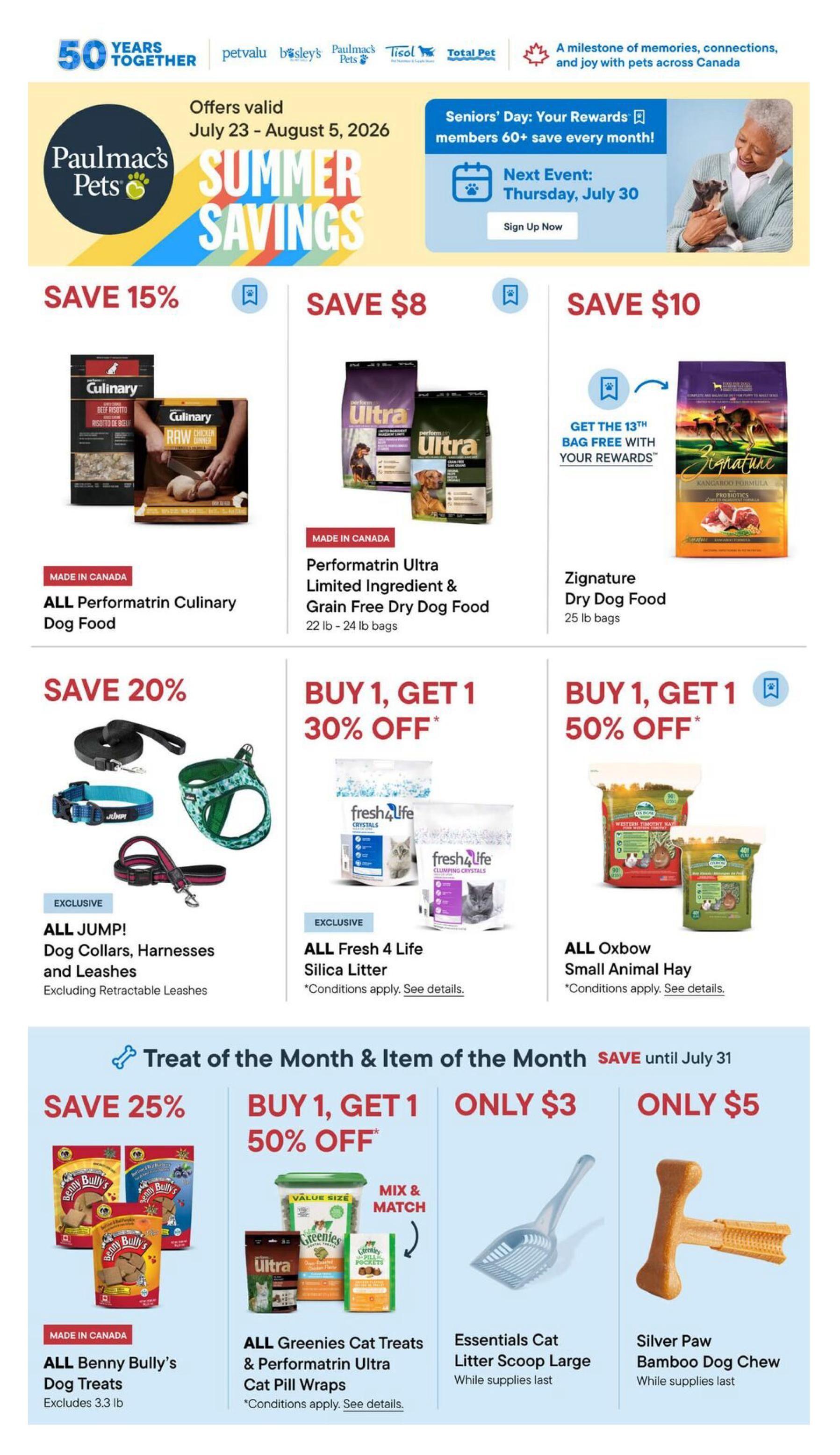 Paulmac's Pets Flyer July 23 to August 5