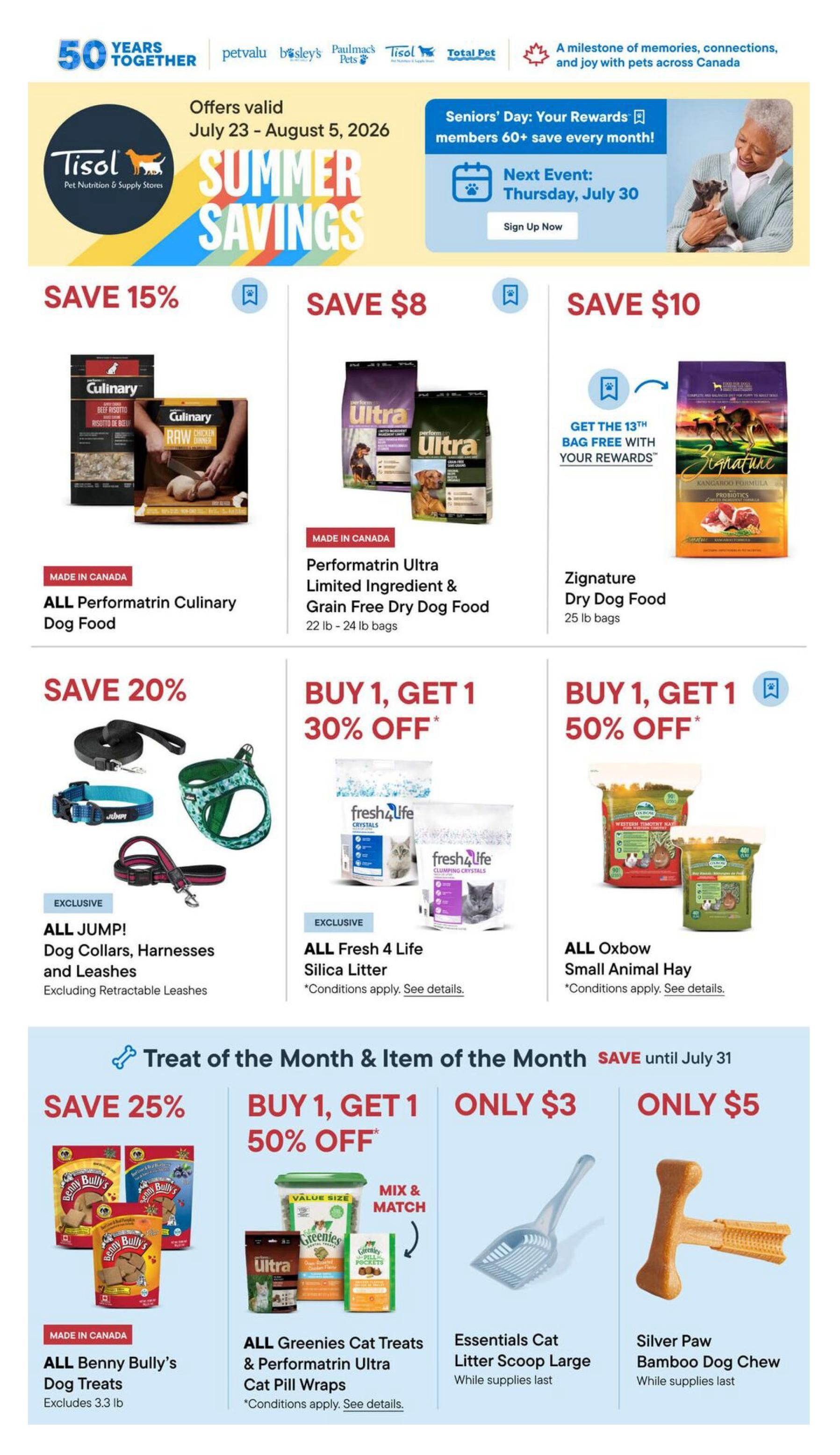 Tisol Pet Nutrition & Supply Stores Flyer July 23 to August 5