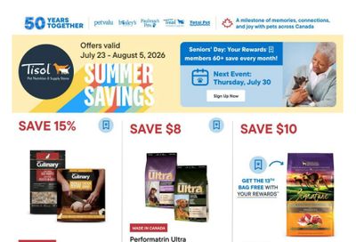Tisol Pet Nutrition & Supply Stores Flyer July 23 to August 5