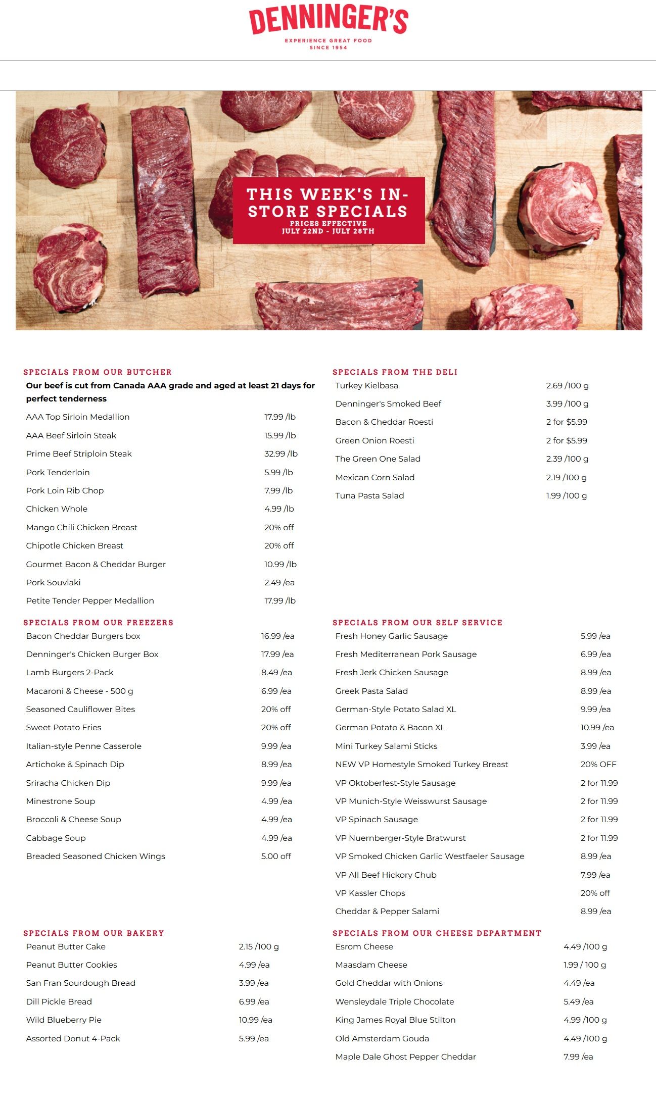 Denninger's Weekly Specials July 22 to 28
