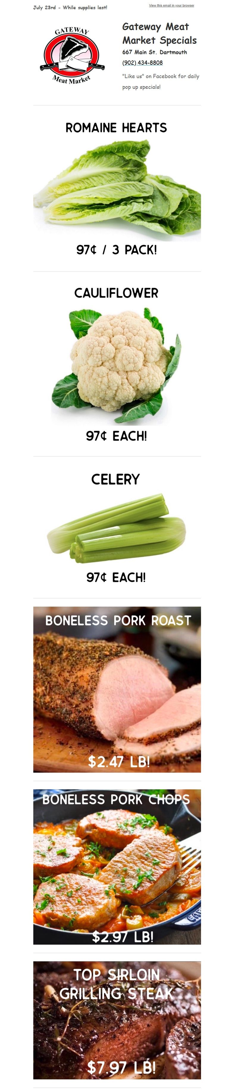 Gateway Meat Market Flyer July 23 to 29