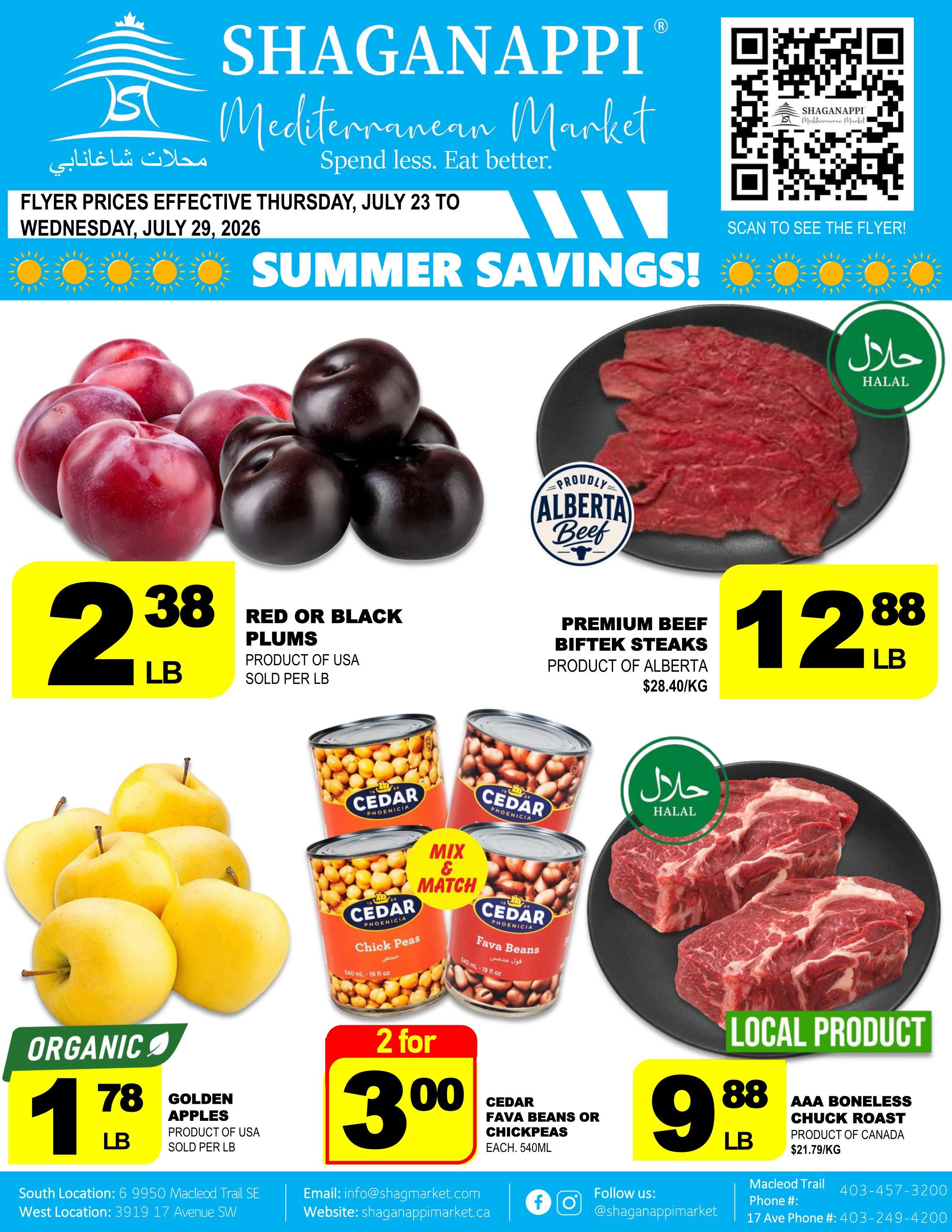 Shaganappi Mediterranean Market Flyer July 23 to 29