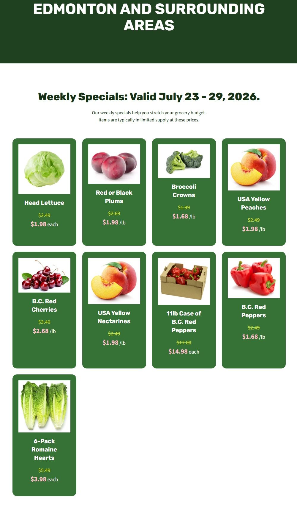 H&W Produce Flyer July 23 to 29