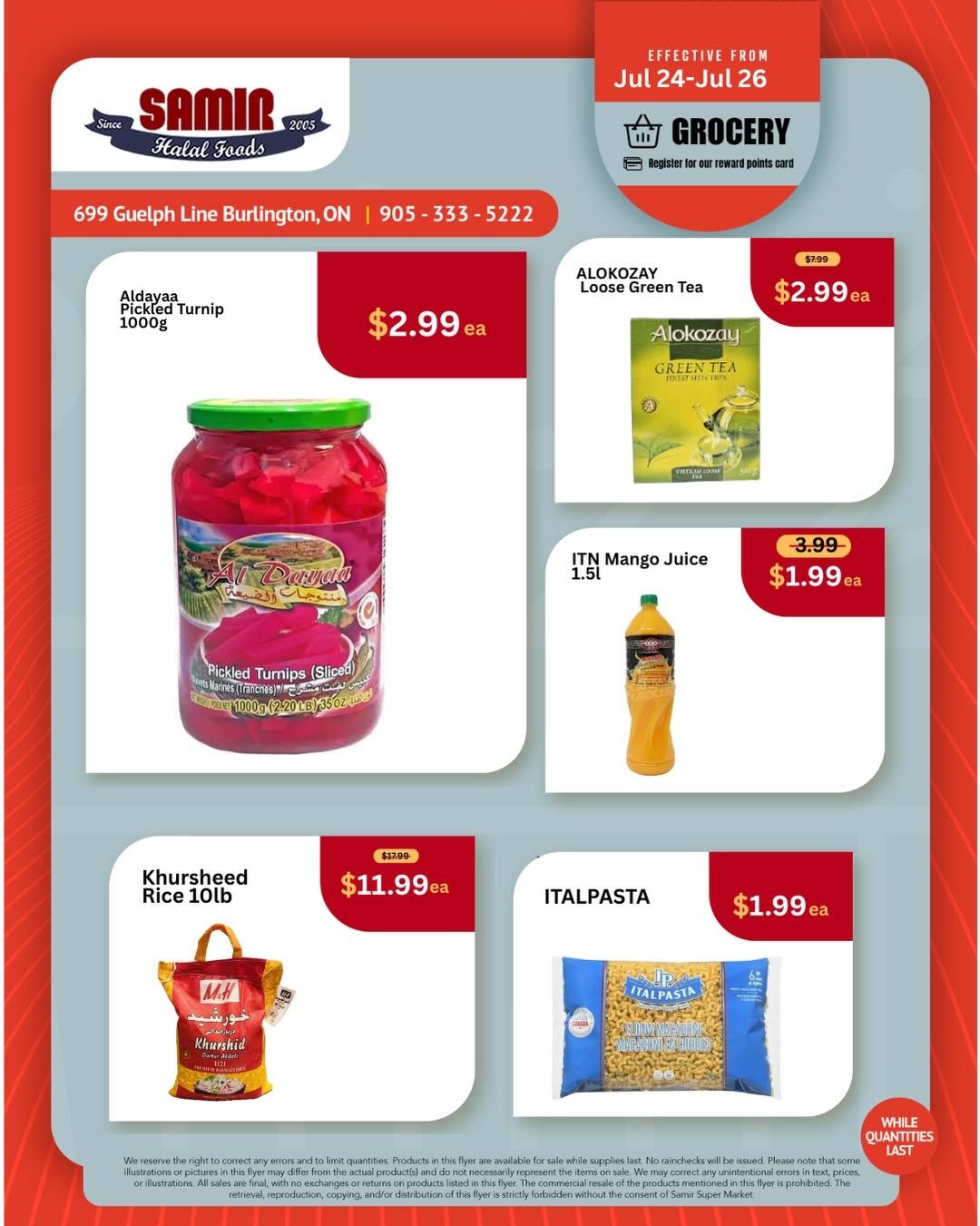 Samir Supermarket (Burlington) Flyer July 24 to 26