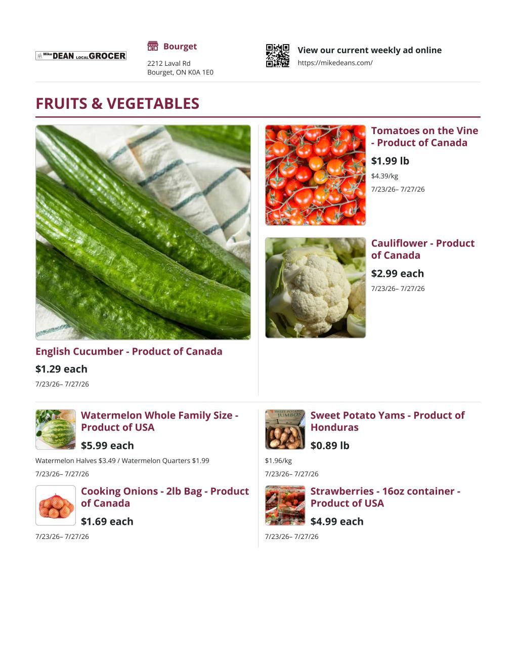 Mike Dean Local Grocer Flyer July 23 to 30