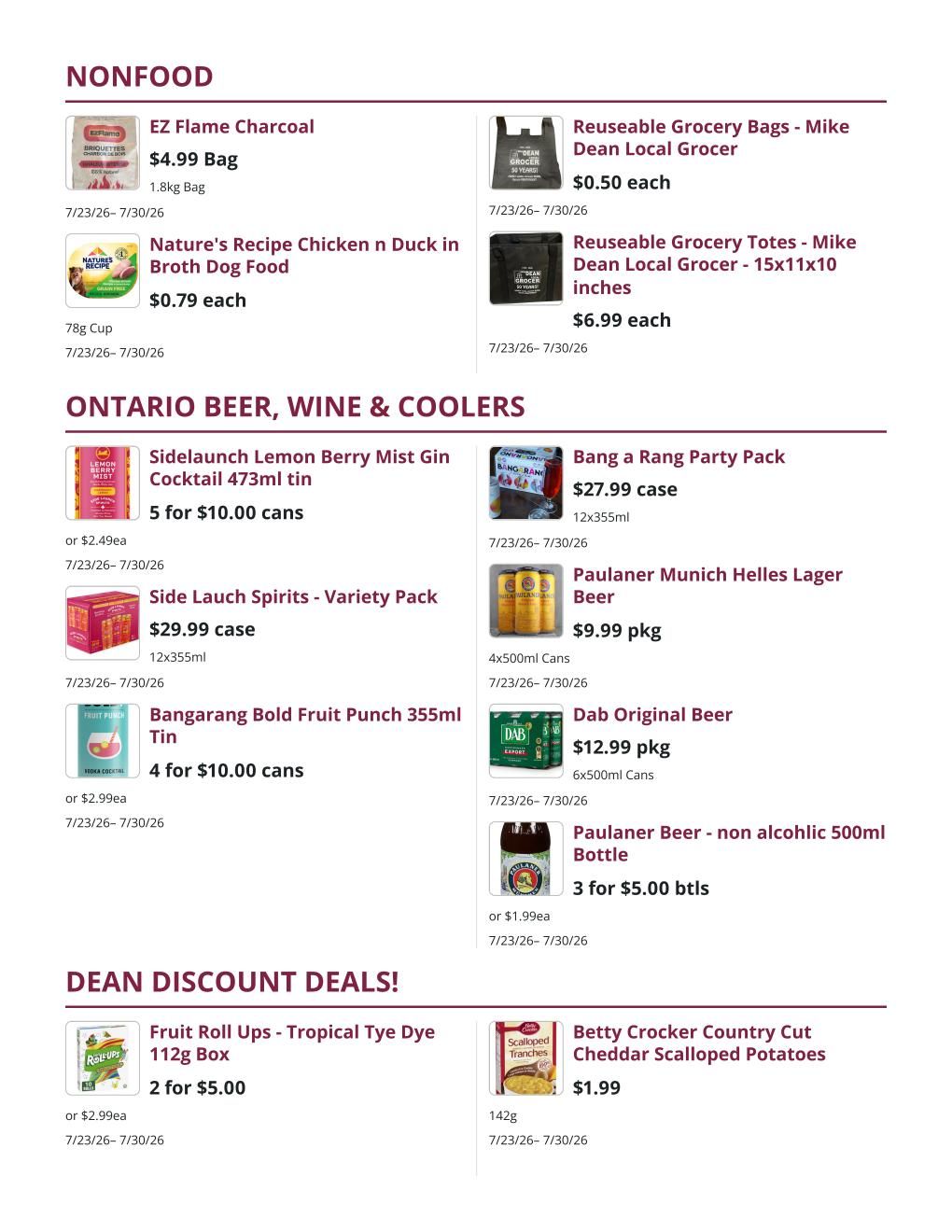 Mike Dean Local Grocer Flyer July 23 to 30