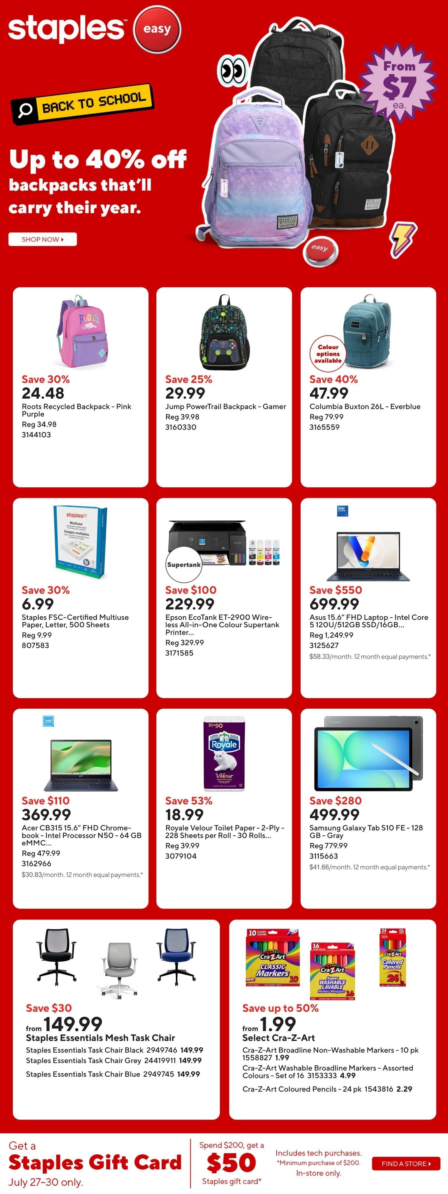 Staples Flyer July 24 to 30