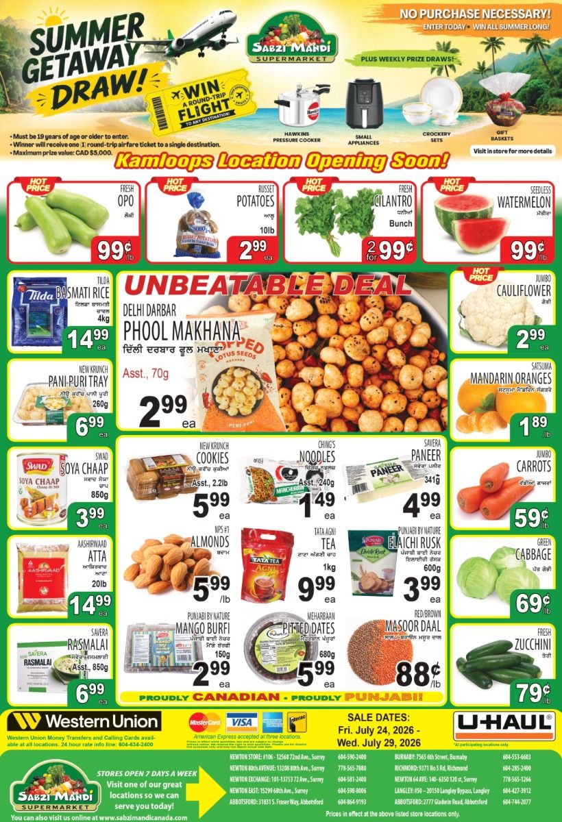 Sabzi Mandi Supermarket (Lower Mainland) Flyer July 24 to 29
