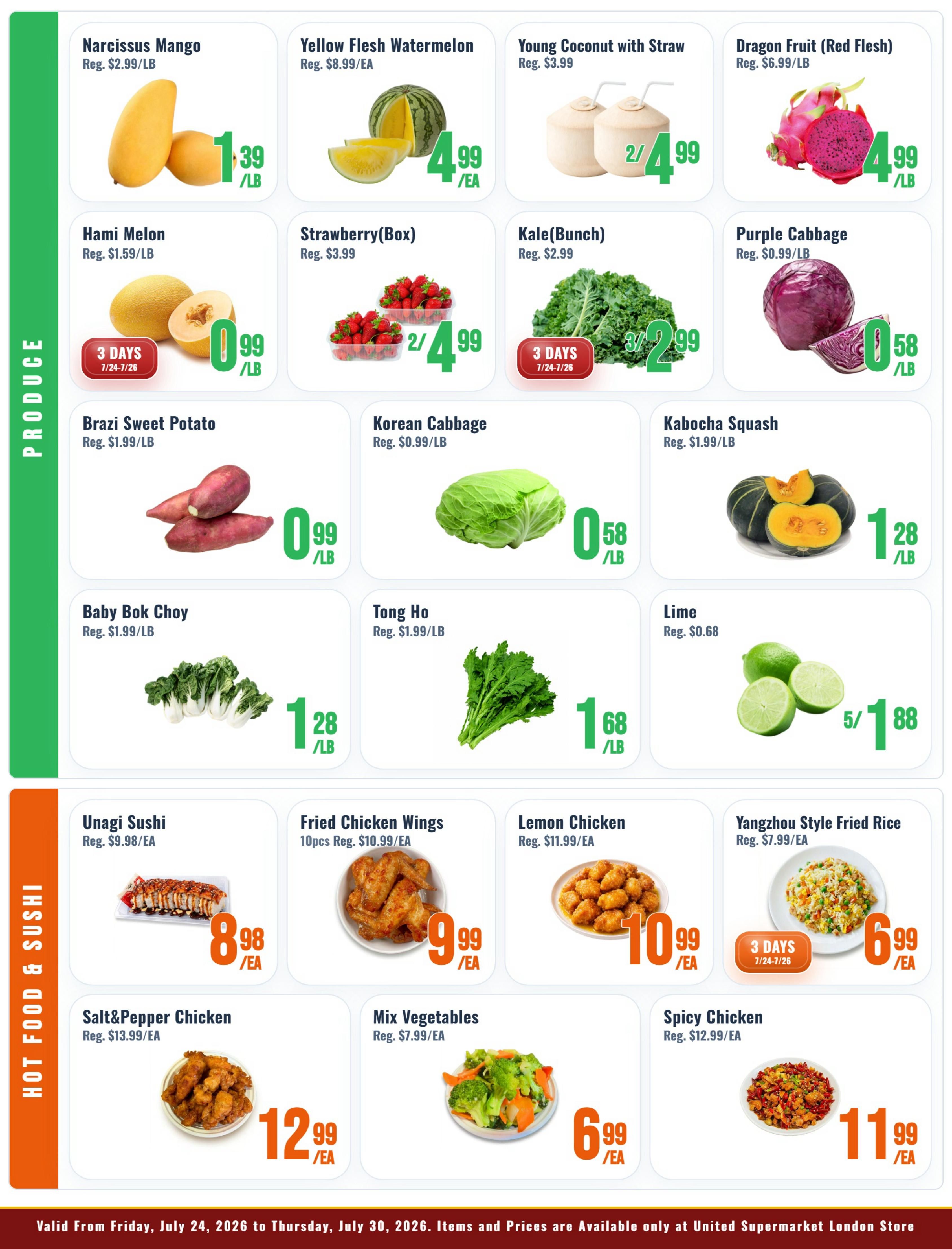 United Supermarket (London) Flyer July 24 to 30