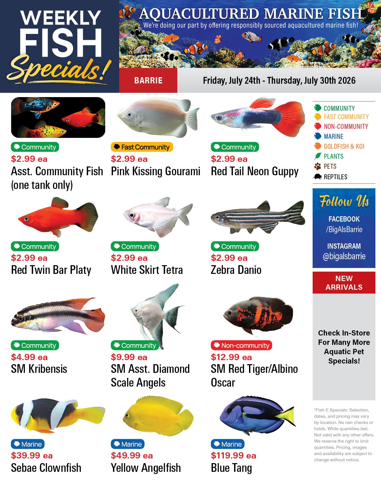 Big Al's (Barrie) Weekly Specials July 24 to 30
