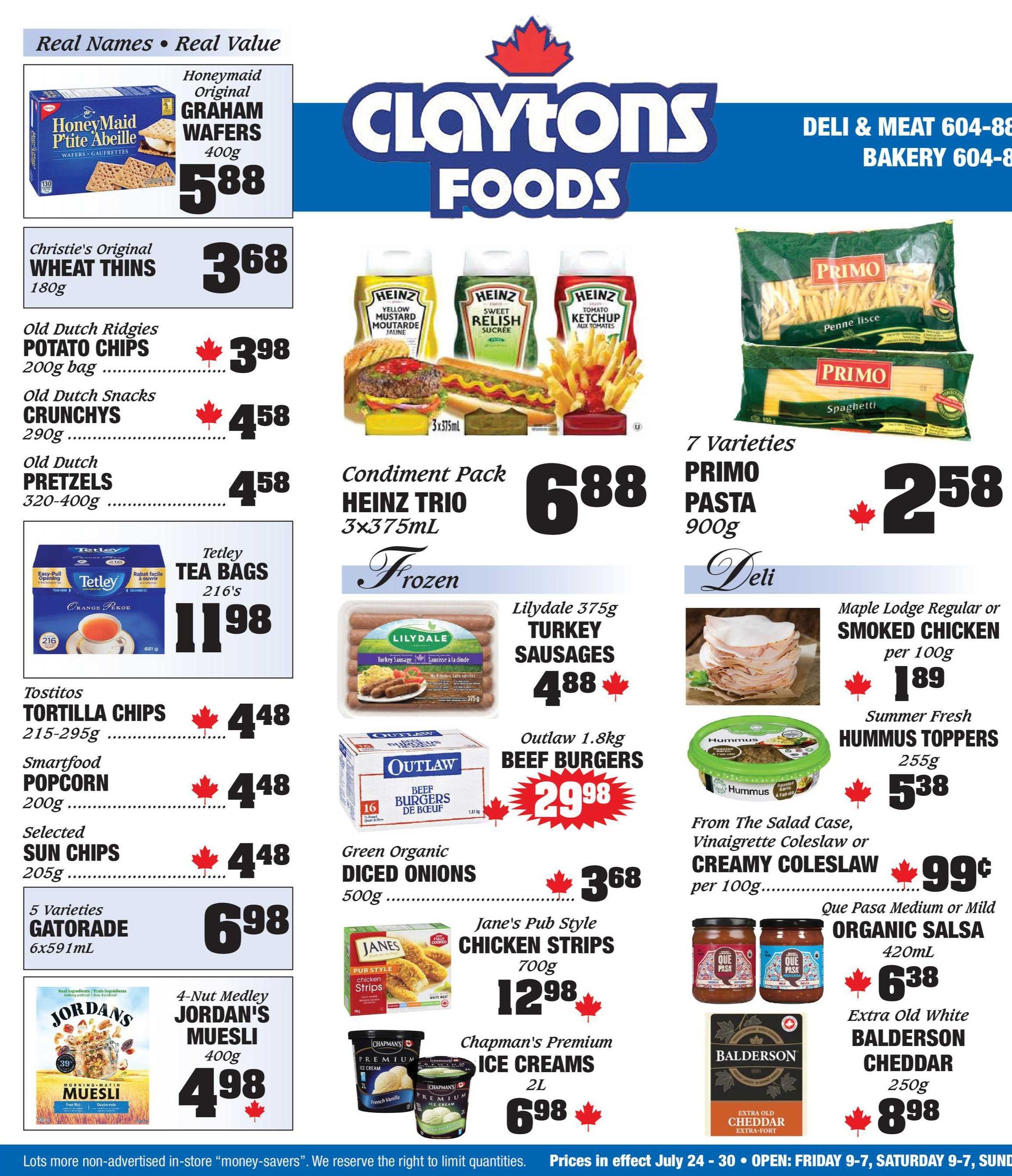 Claytons Heritage Market Flyer July 24 to 30