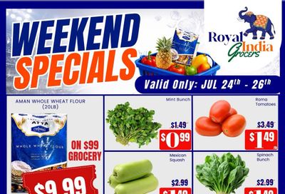 Royal India Grocers Flyer July 24 to 26