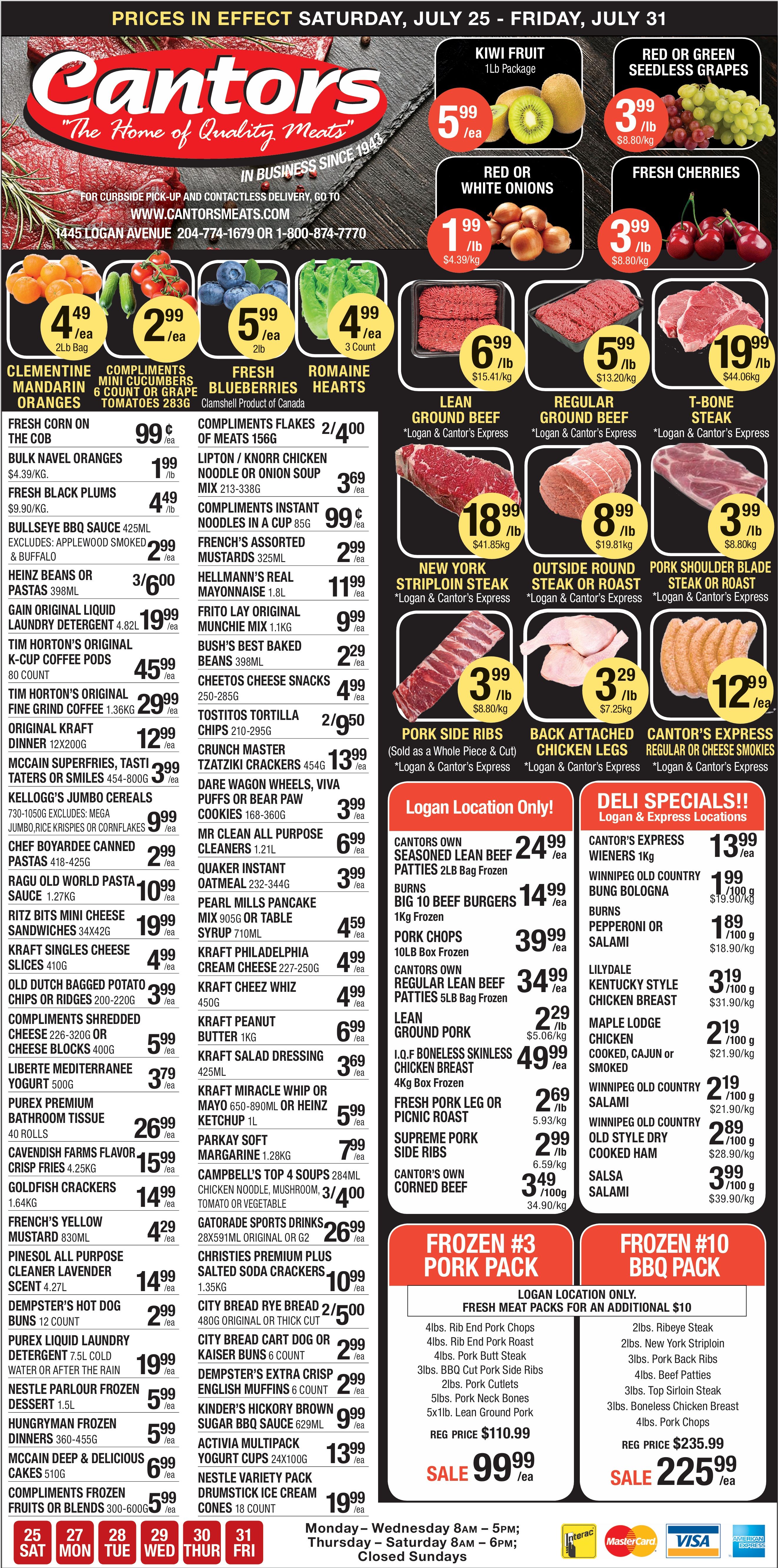 Cantor's Meats Flyer July 25 to 31