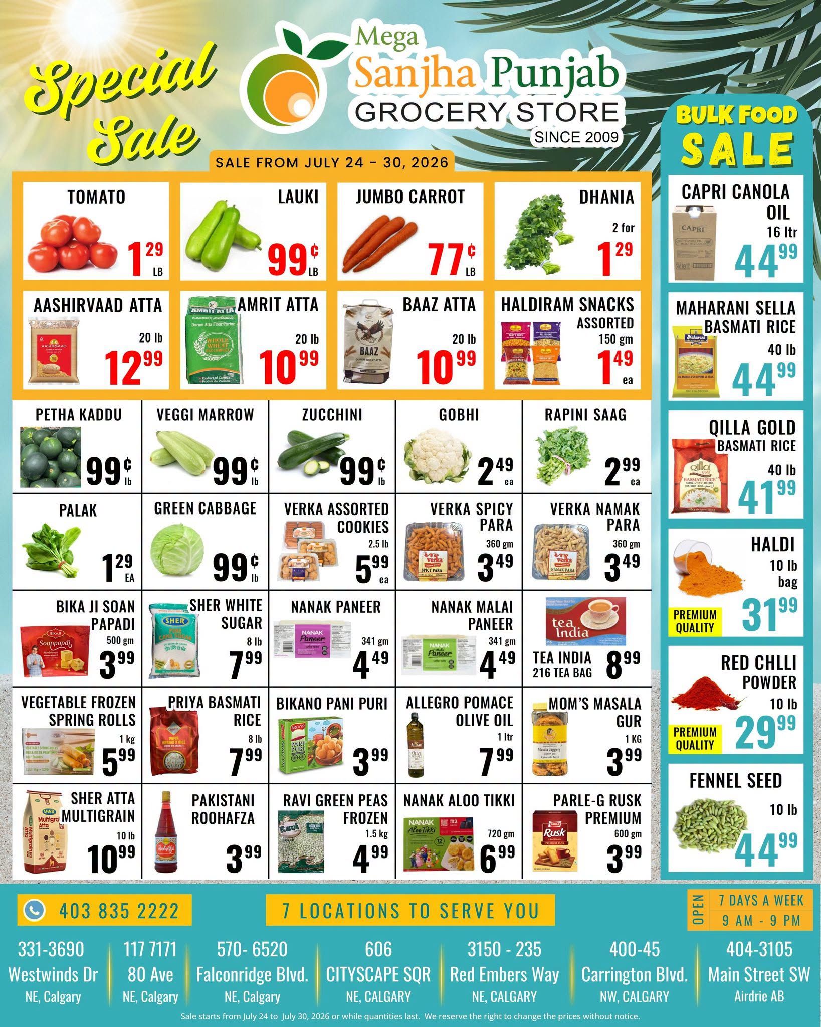 Sanjha Punjab Grocery Store Flyer July 24 to 30
