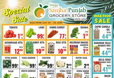 Sanjha Punjab Grocery Store Flyer July 24 to 30