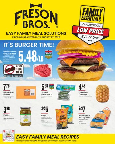 Freson Bros. Family Essentials Flyer July 31 to August 27