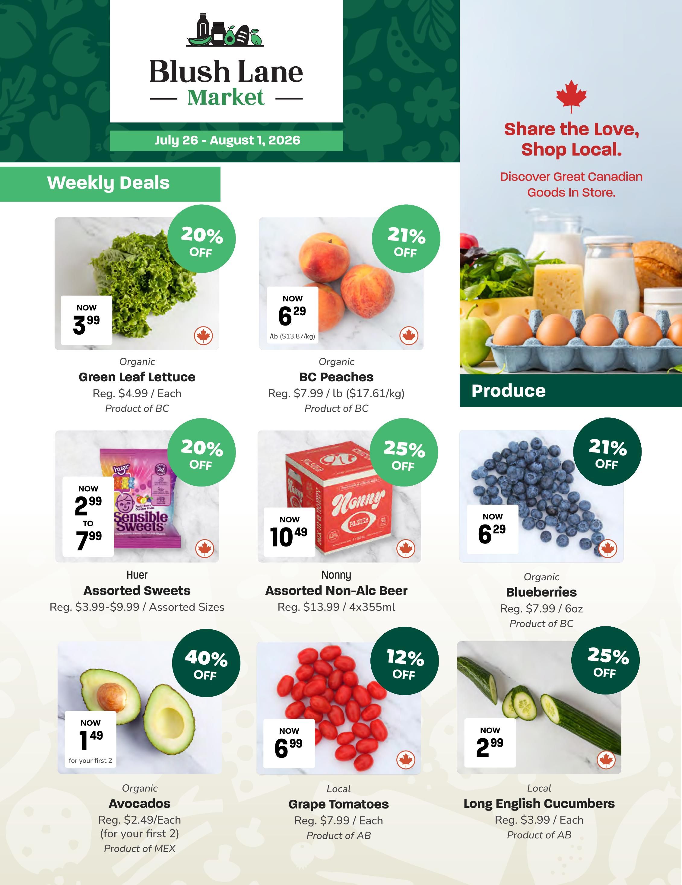 Blush Lane Organic Market Flyer July 26 to August 1