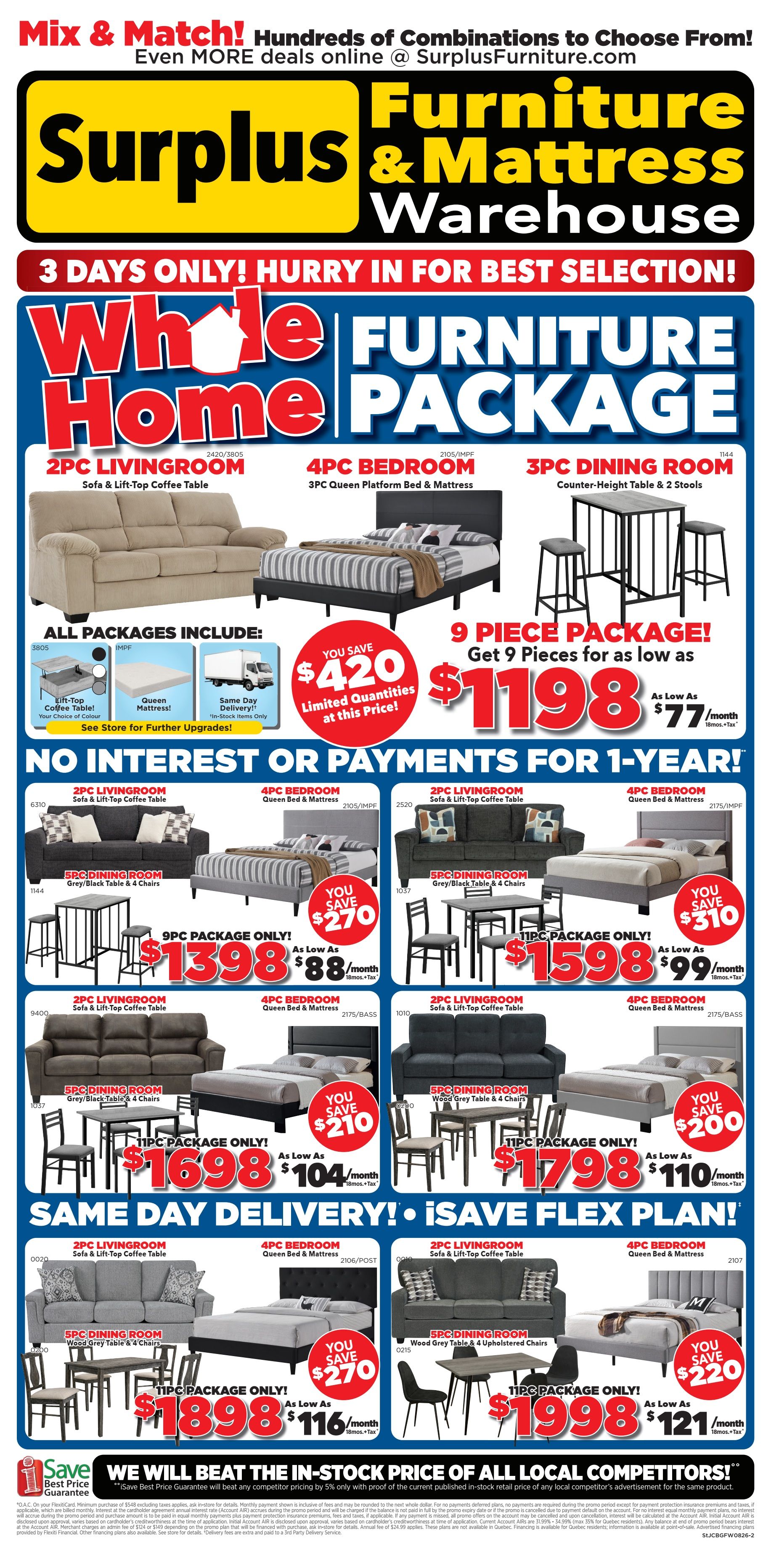 Surplus Furniture & Mattress Warehouse (St. John's, Corner Brook, Grand Falls Windsor) Flyer July 27 to August 2