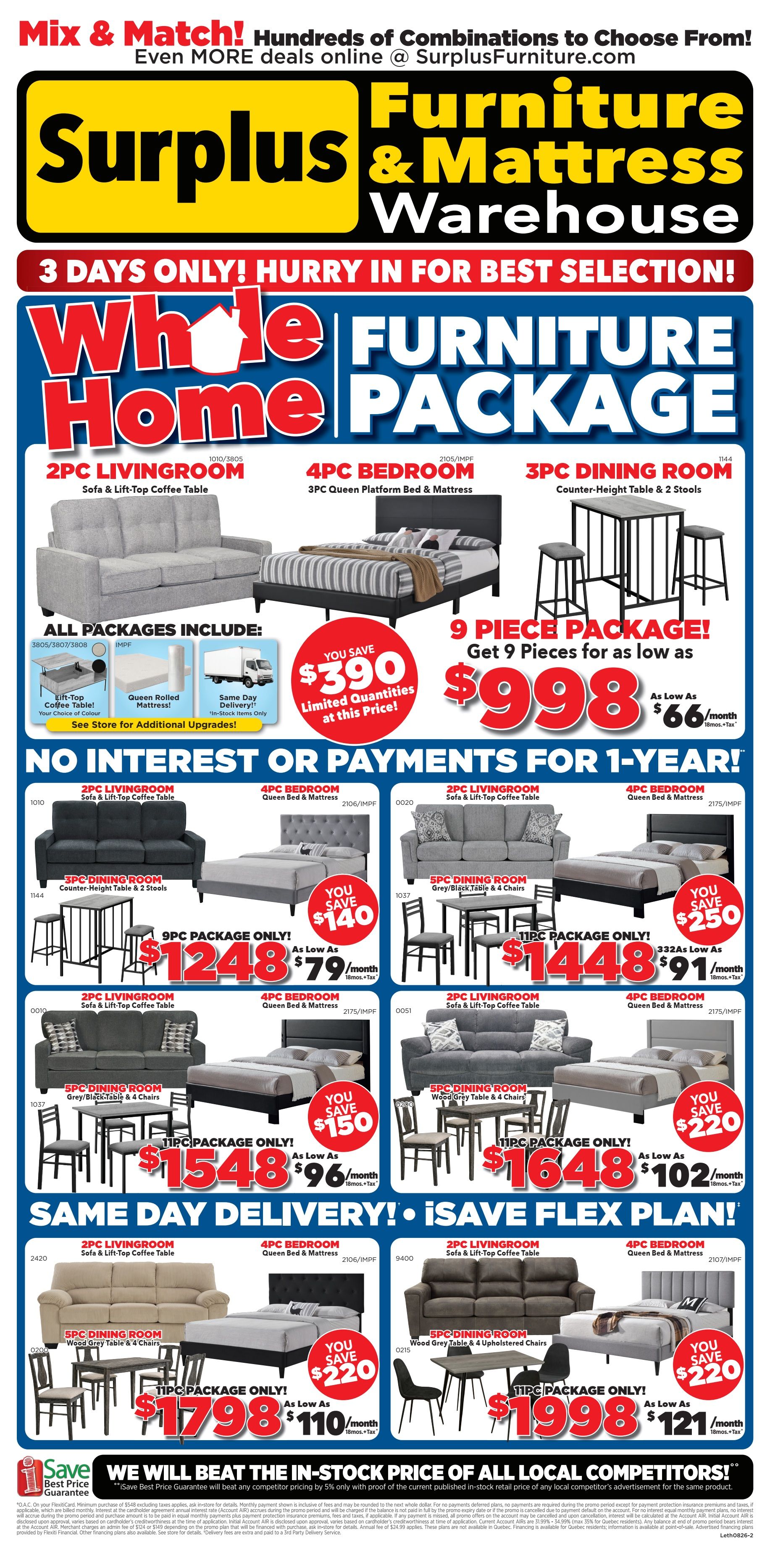 Surplus Furniture & Mattress Warehouse (Lethbridge) Flyer July 27 to August 2