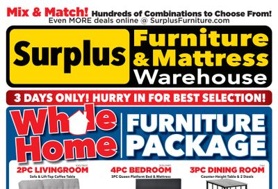 Surplus Furniture & Mattress Warehouse (Dartmouth, Charlottetown, Moncton, Saint John, Fredericton) Flyer July 27 to August 2