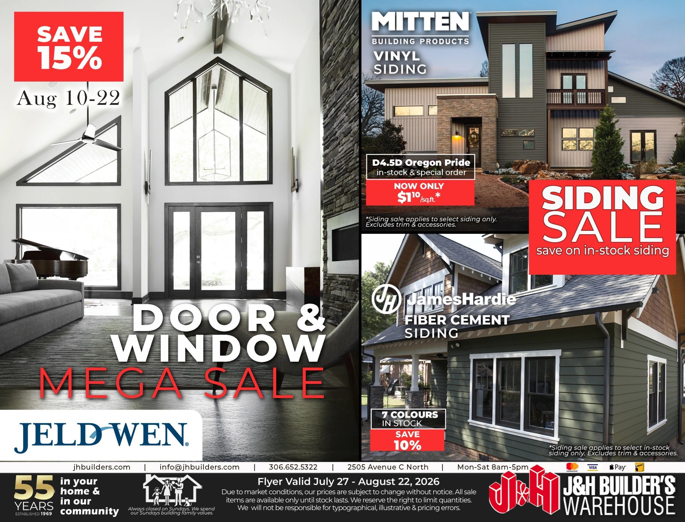 J&H Builder's Warehouse Flyer July 27 to August 22