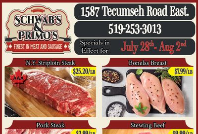 Schwab's & Primo's Flyer July 28 to August 2
