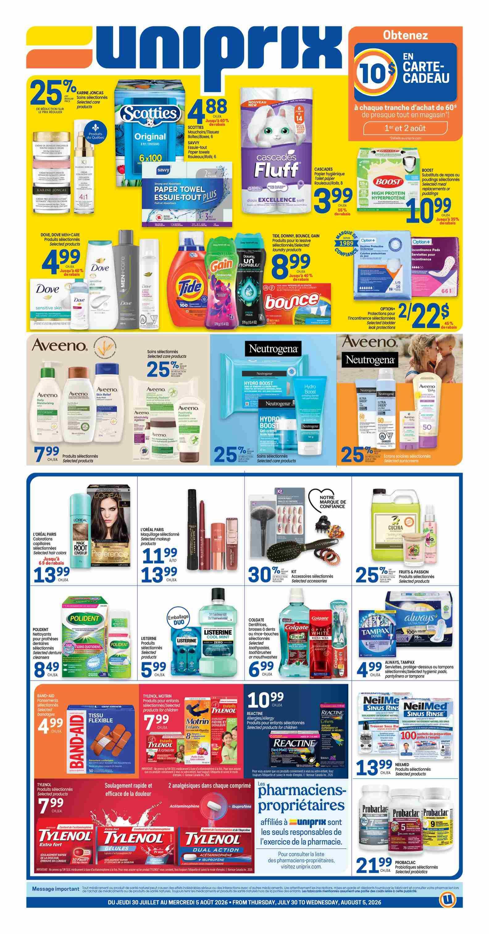 Uniprix Flyer July 30 to August 5