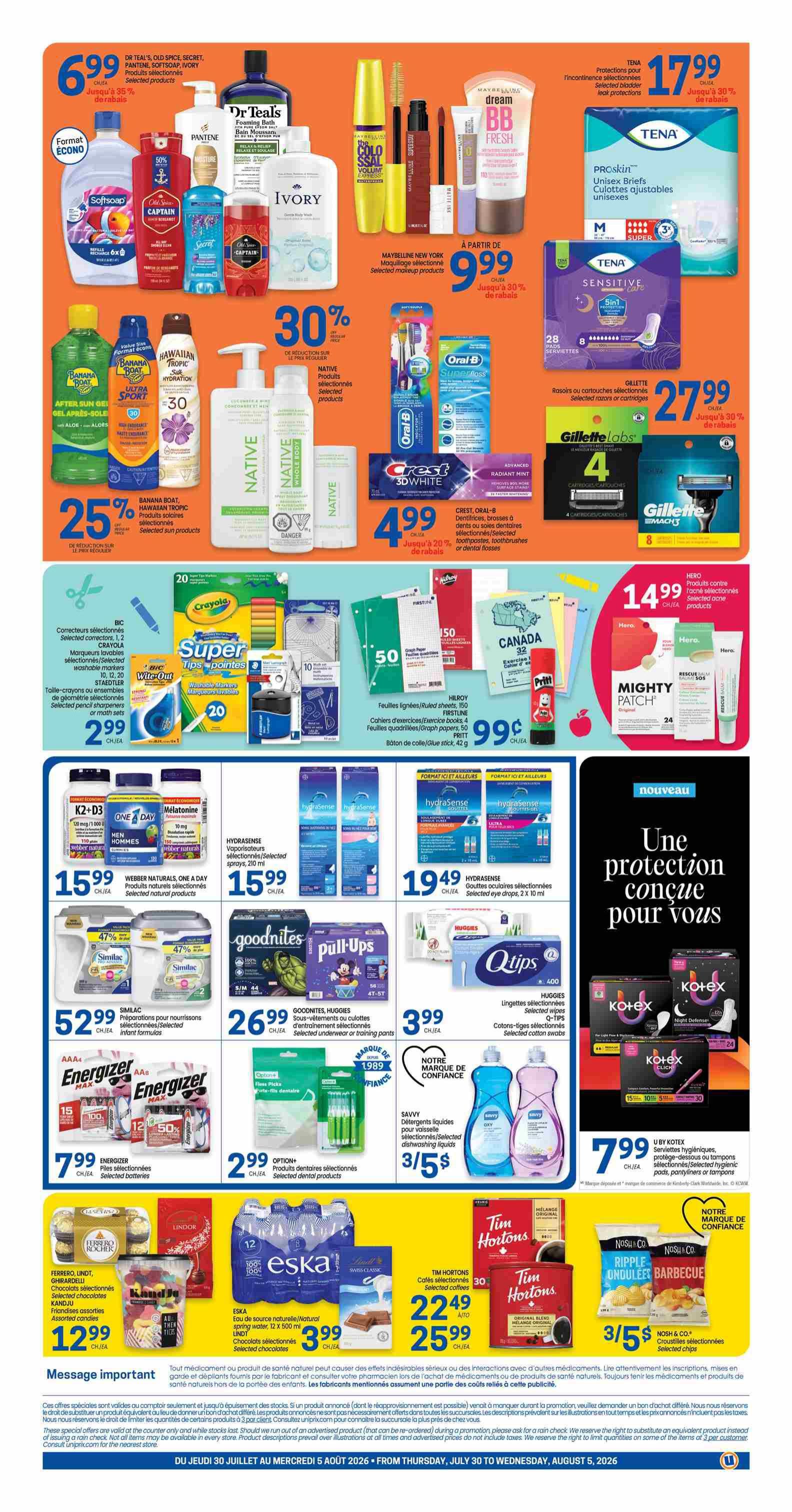 Uniprix Flyer July 30 to August 5
