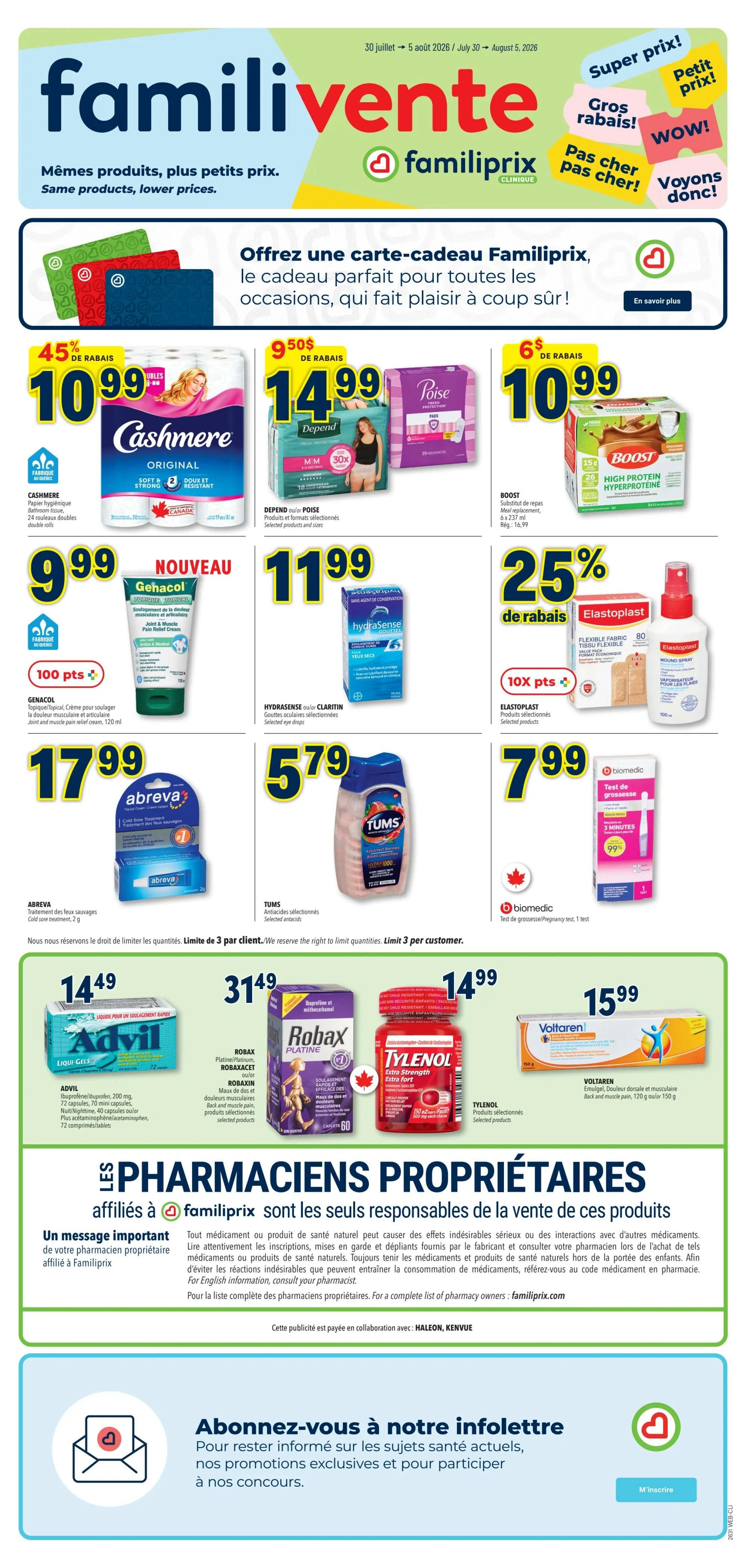 Familiprix Clinique Flyer July 30 to August 5