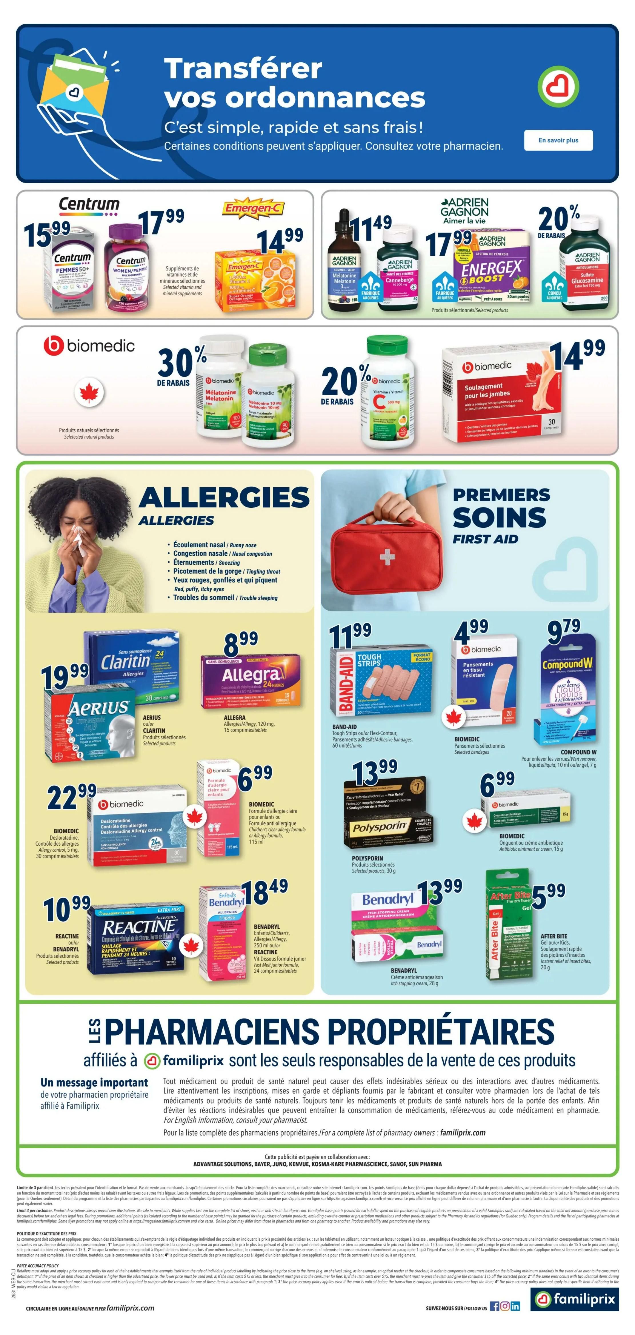 Familiprix Clinique Flyer July 30 to August 5