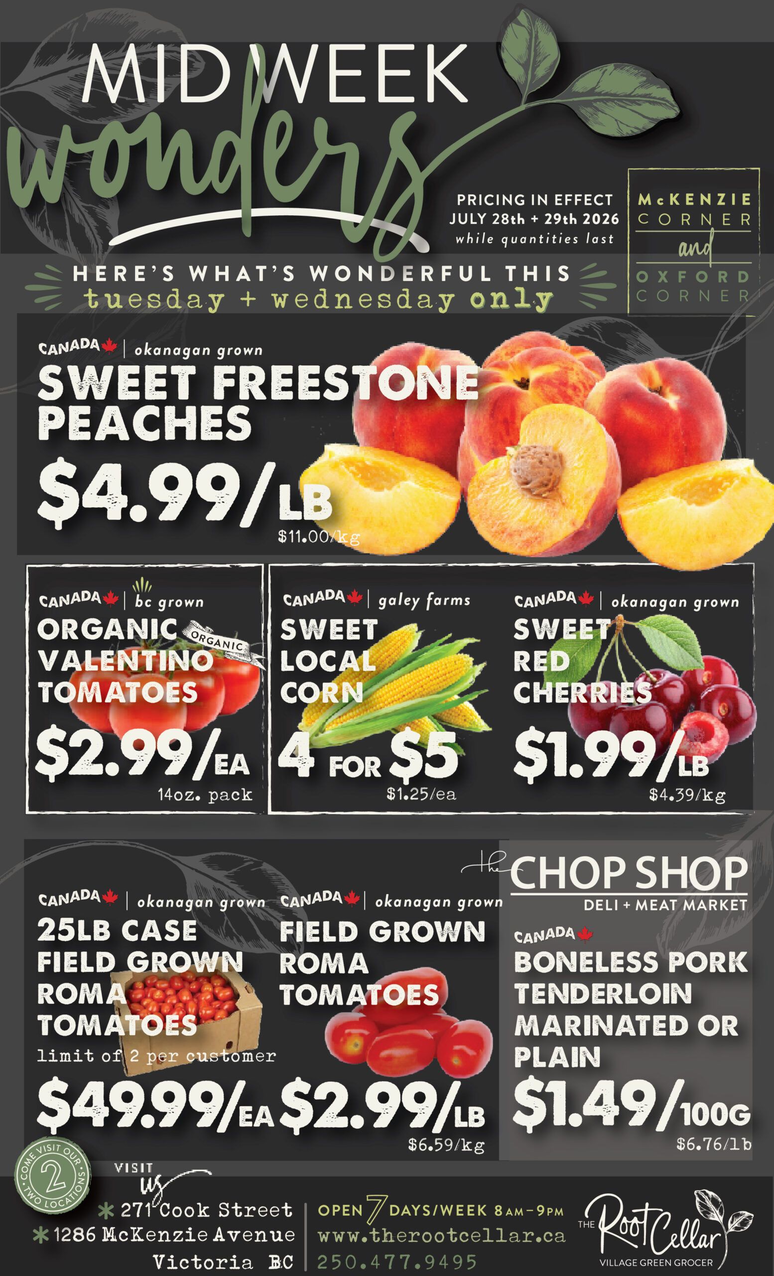 The Root Cellar Mid-Week Flyer July 28 and 29