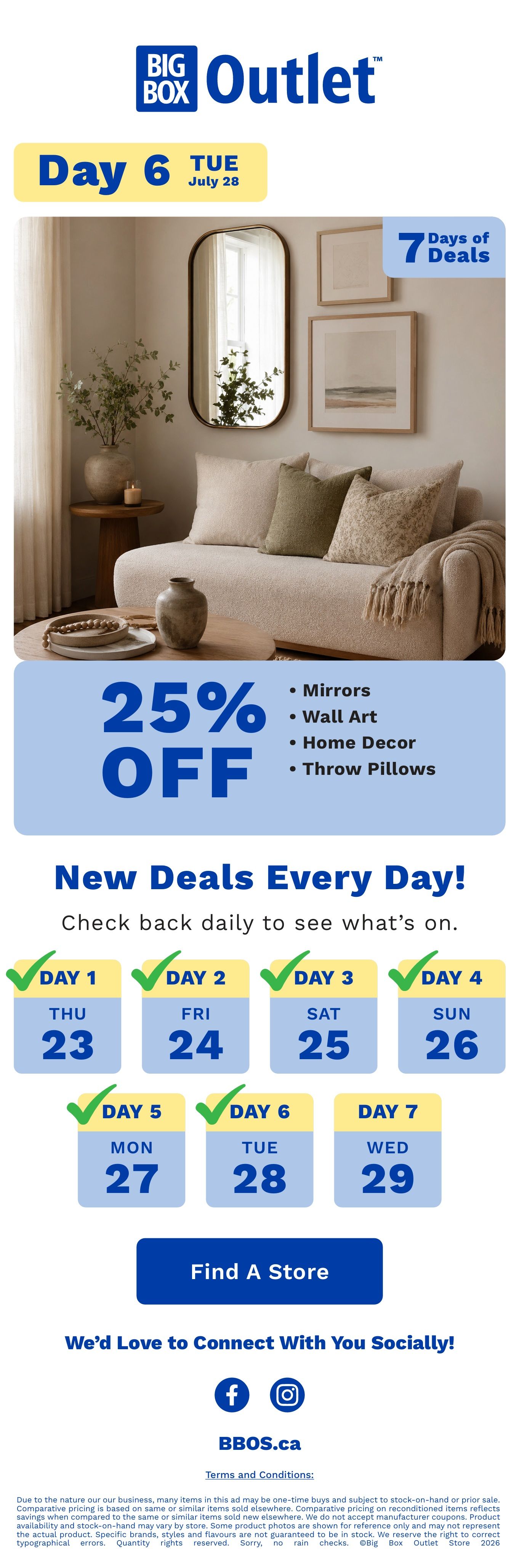 Big Box Outlet Store One -Day Deal Flyer July 28