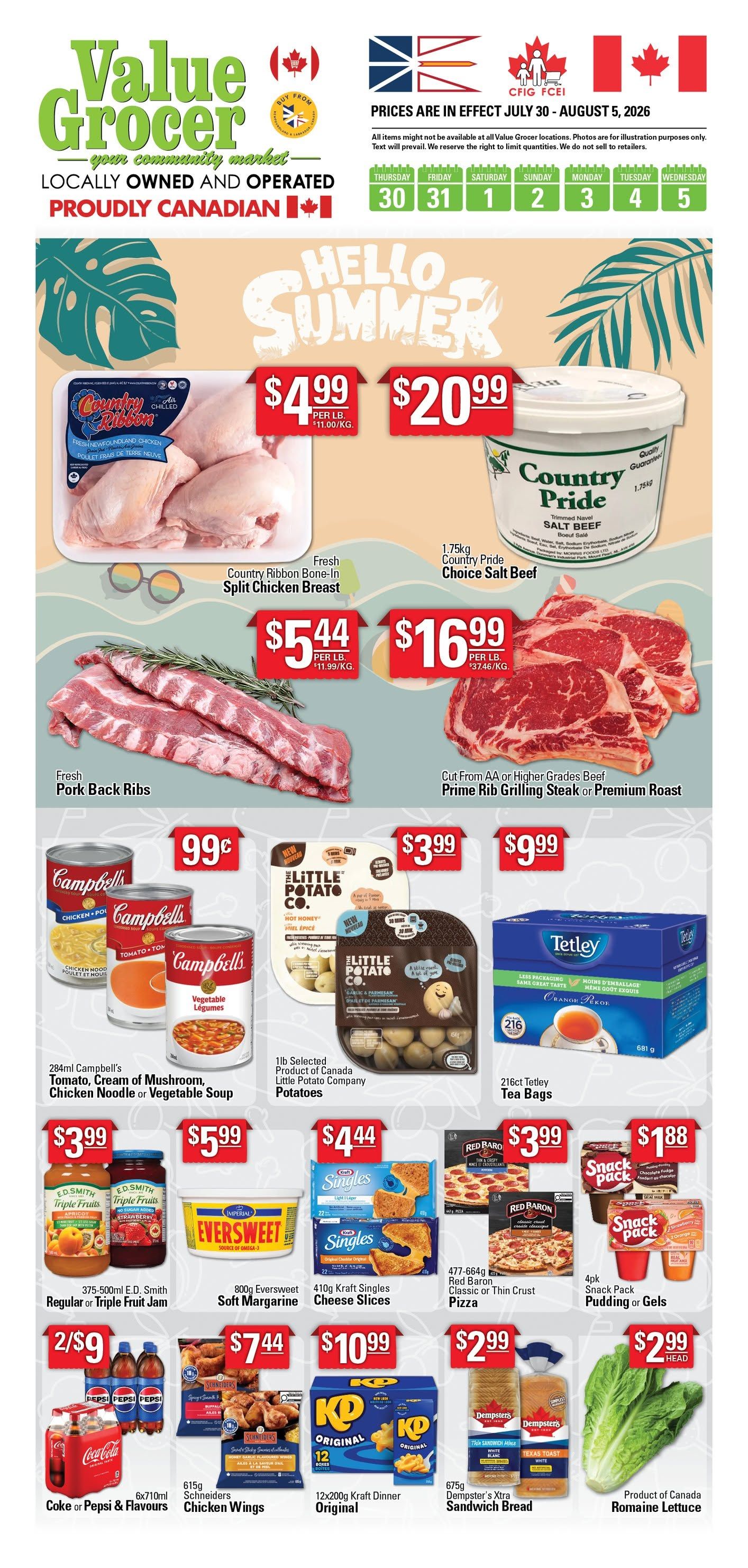 Value Grocer Flyer July 30 to August 5