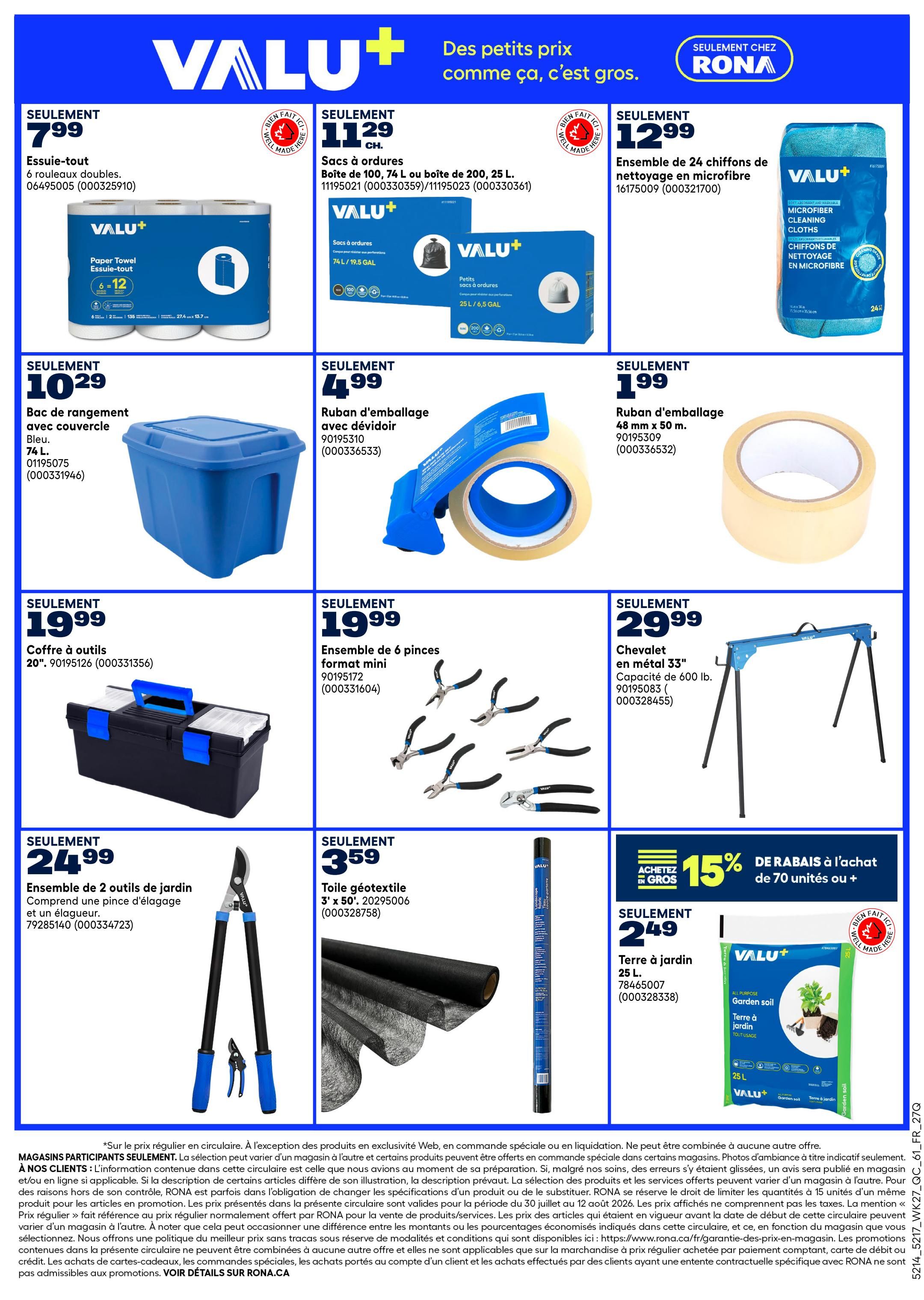 Rona & Rona+ (QC) Flyer July 30 to August 5