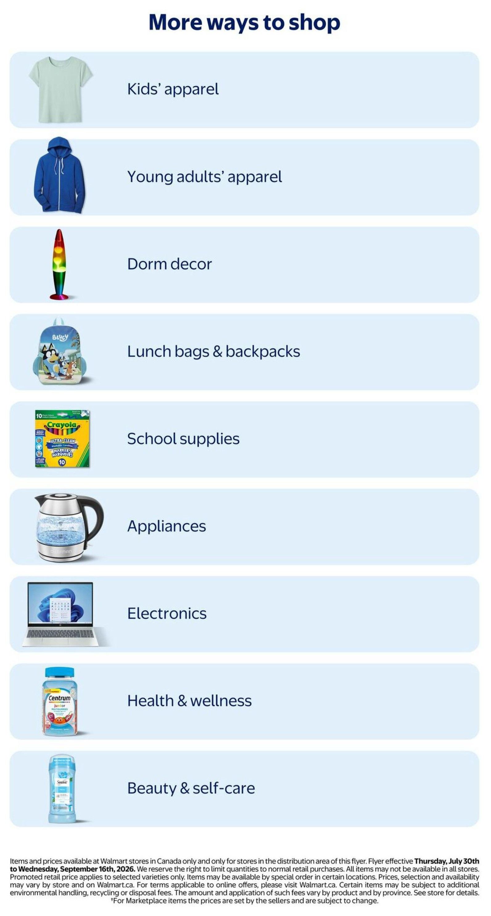 Walmart Back To School Flyer July 30 to September 16