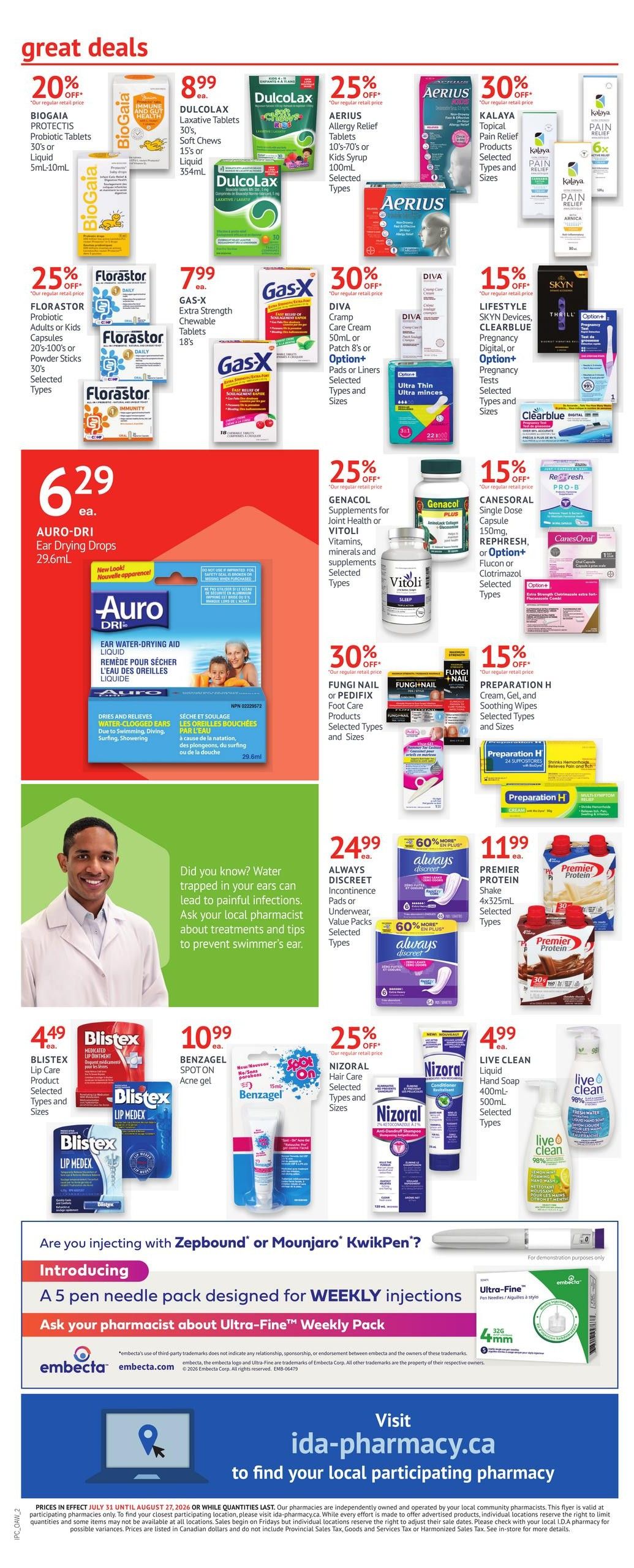 I.D.A. Pharmacy Monthly Flyer July 31 to August 27