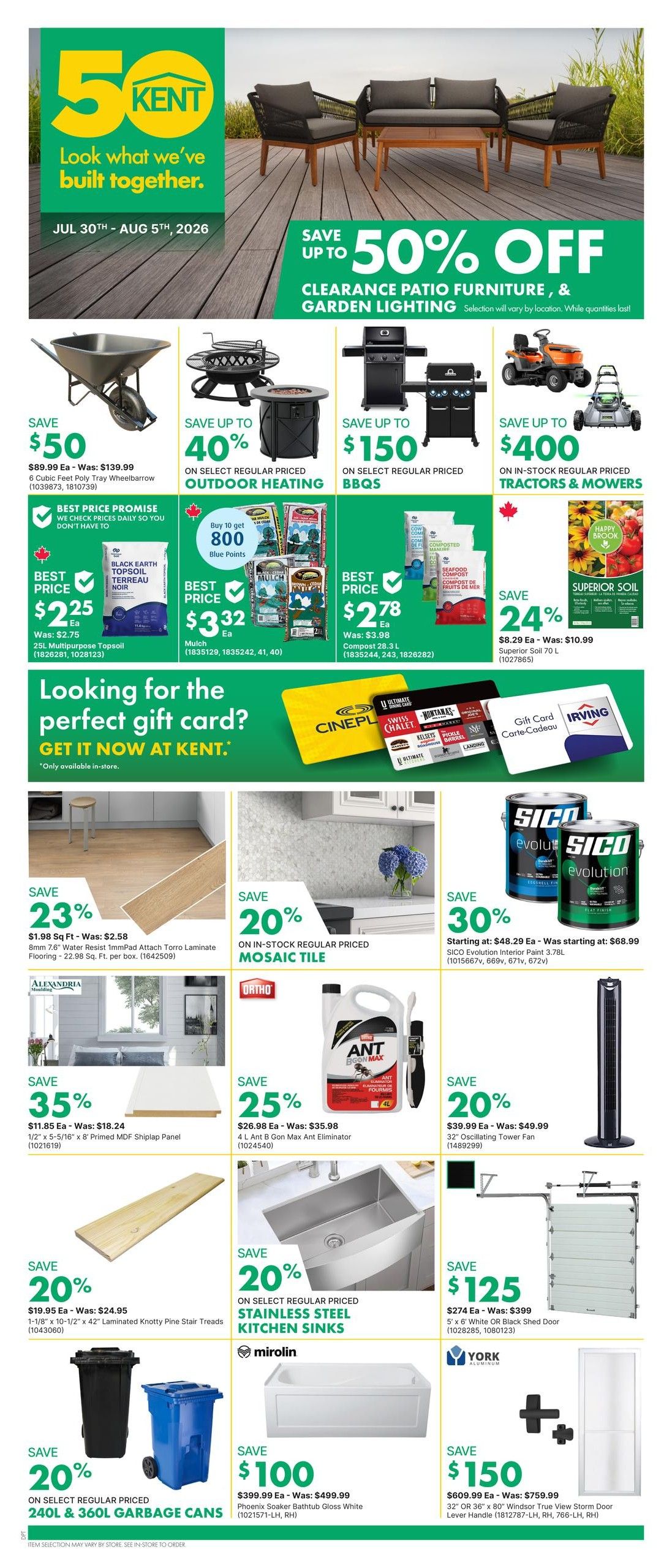 Kent Building Supplies Flyer July 30 to August 5