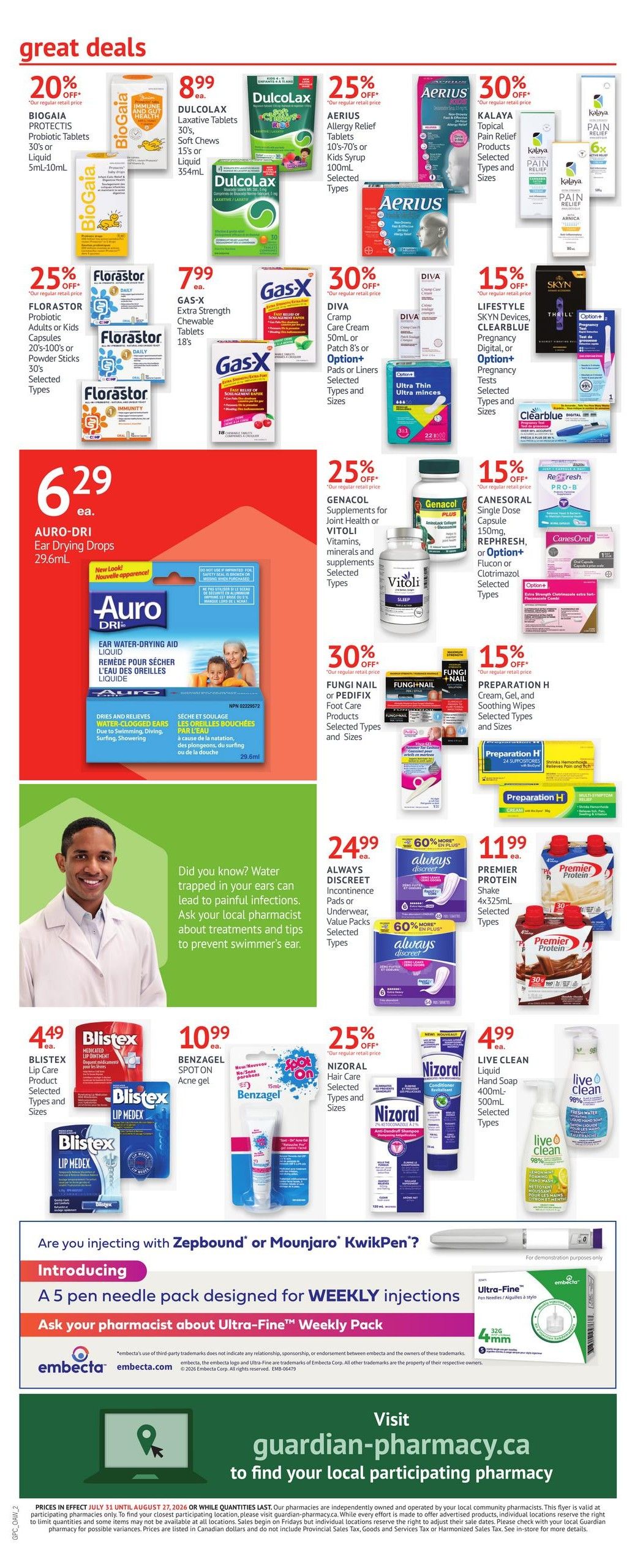 Guardian Pharmacy Monthly Flyer July 31 to August 27