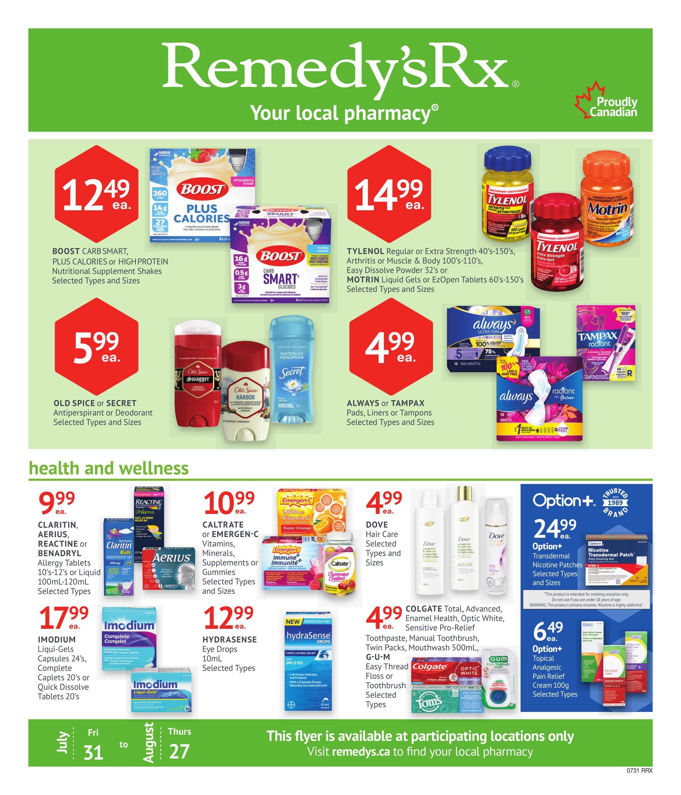 Remedy's RX Monthly Flyer July 31 to August 27
