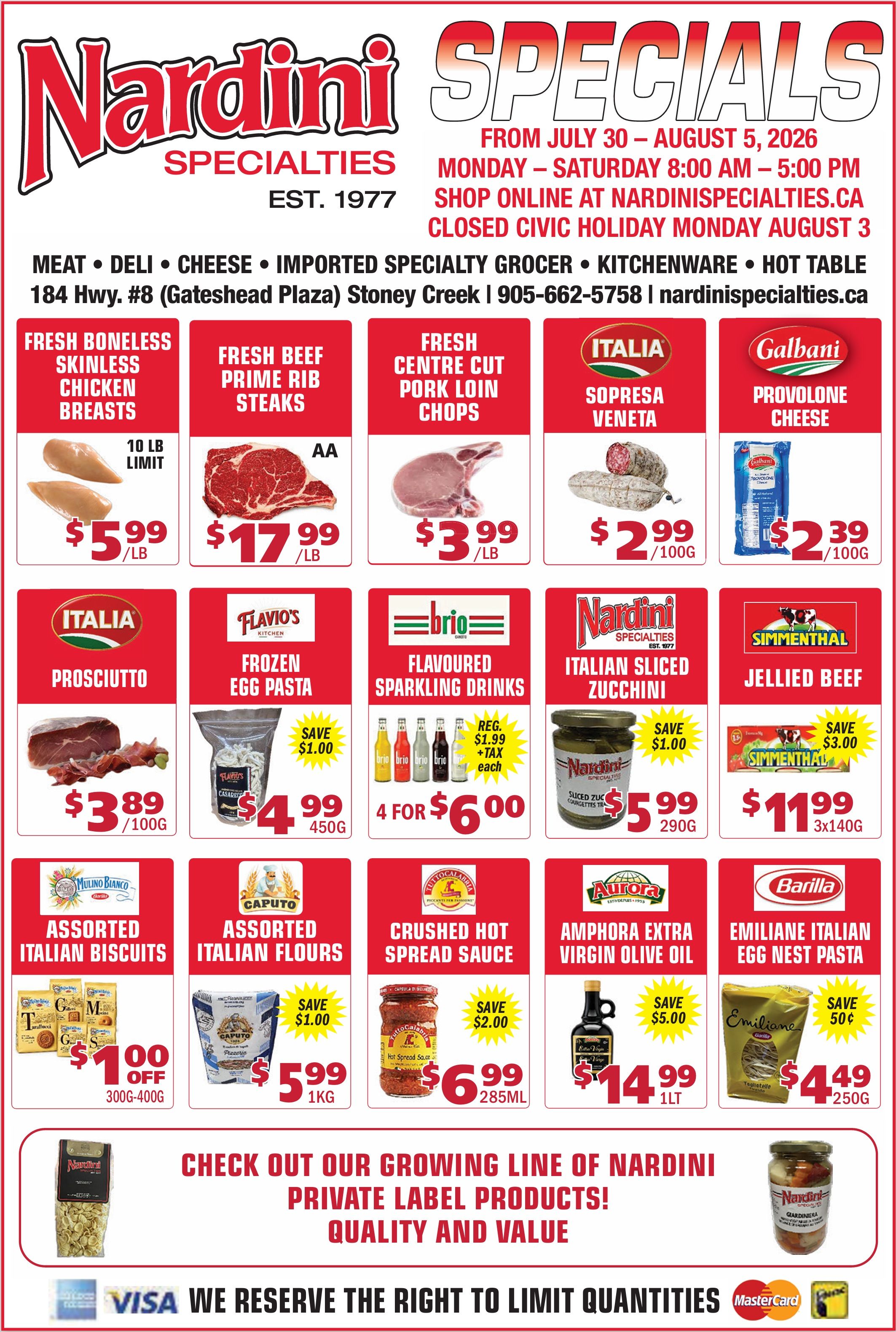 Nardini Specialties Flyer July 30 to August 5