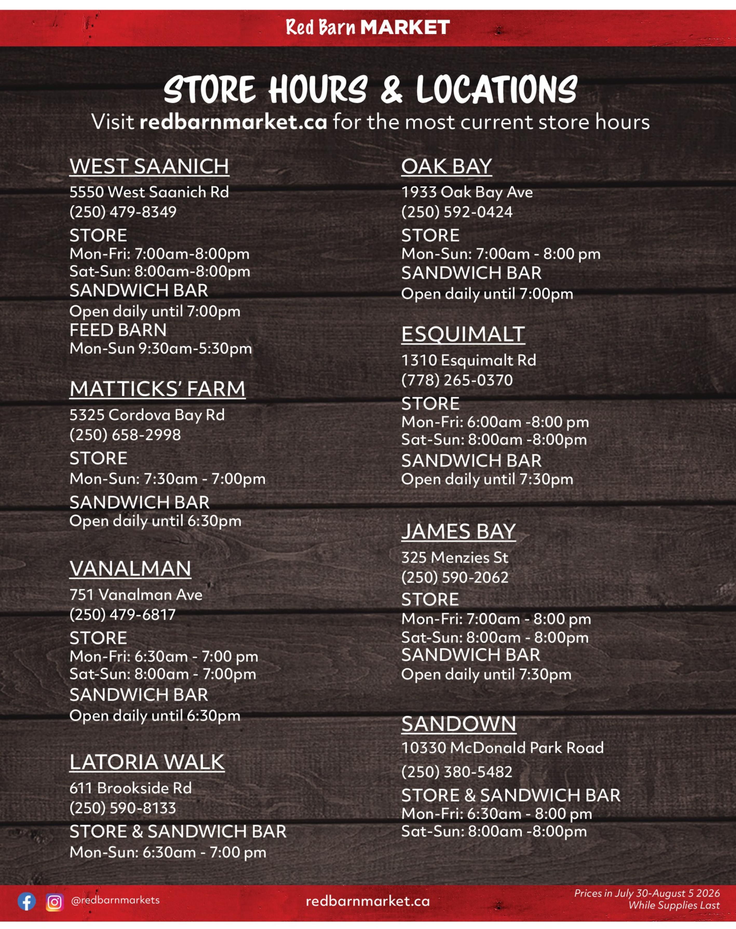 Red Barn Market Flyer July 30 to August 5