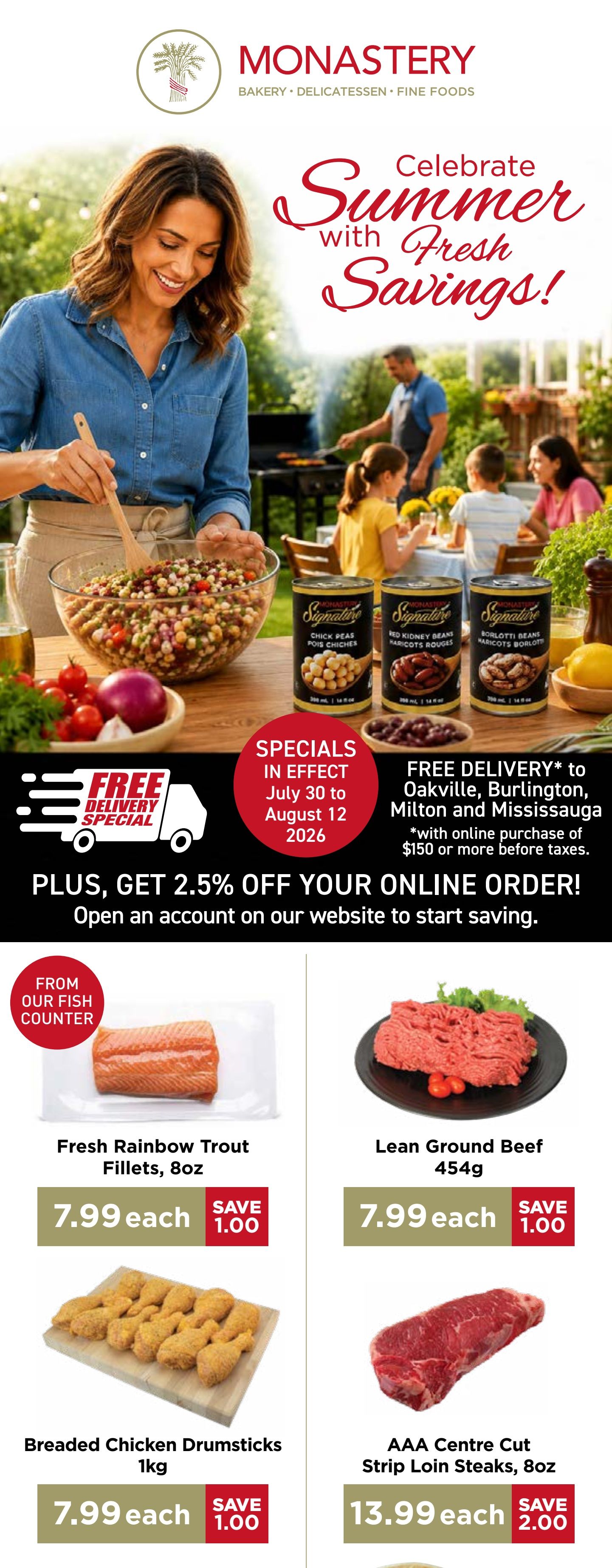 Monastery Bakery Flyer July 30 to August 12
