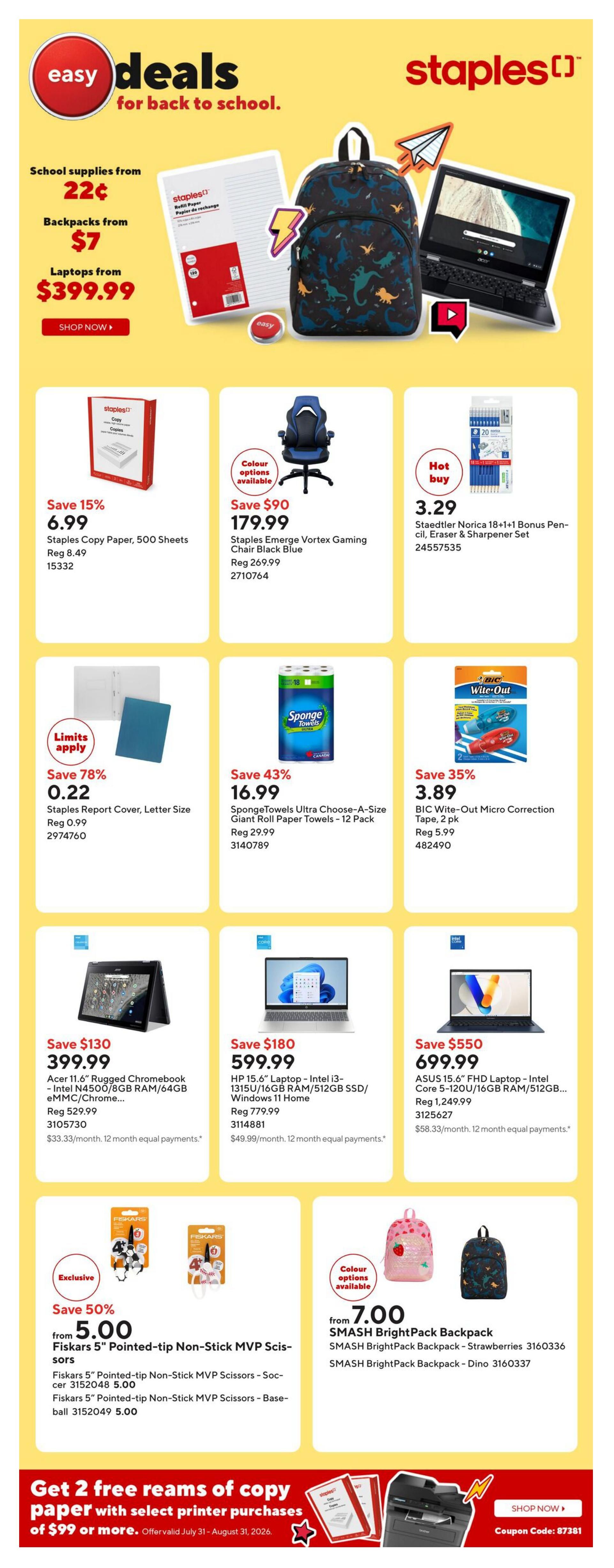 Staples Flyer July 31 to August 5