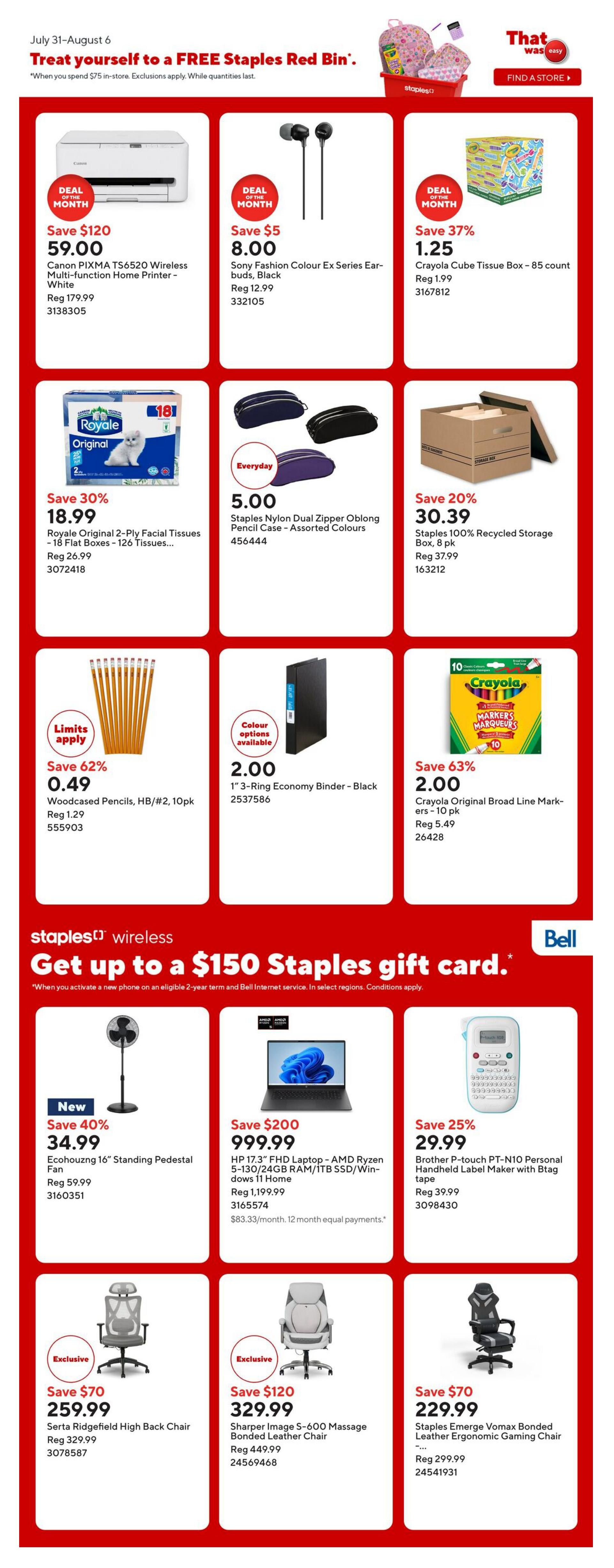 Staples Flyer July 31 to August 5