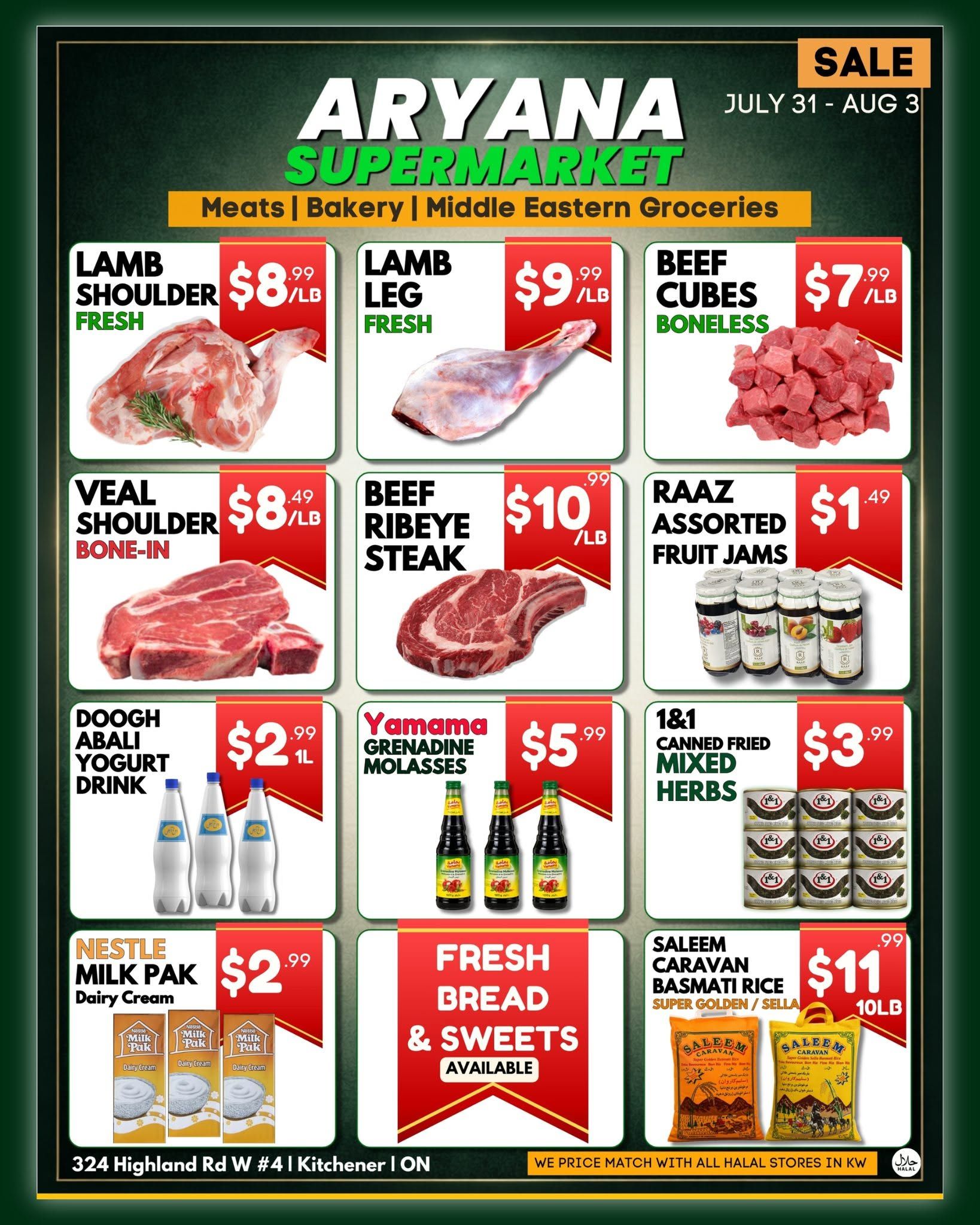 Aryana Supermarket Flyer July 31 to August 3