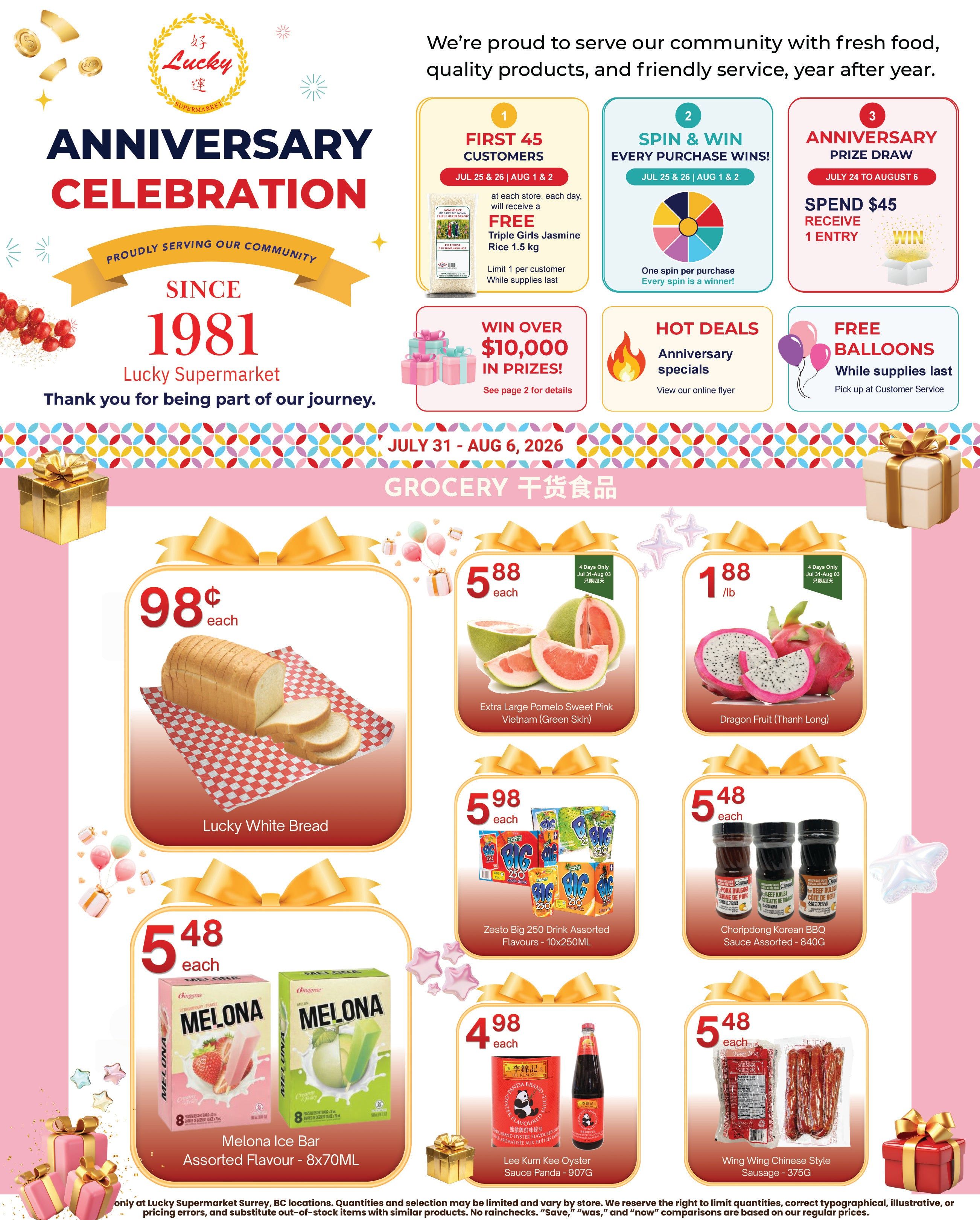 Lucky Supermarket (Surrey) Flyer July 31 to August 6