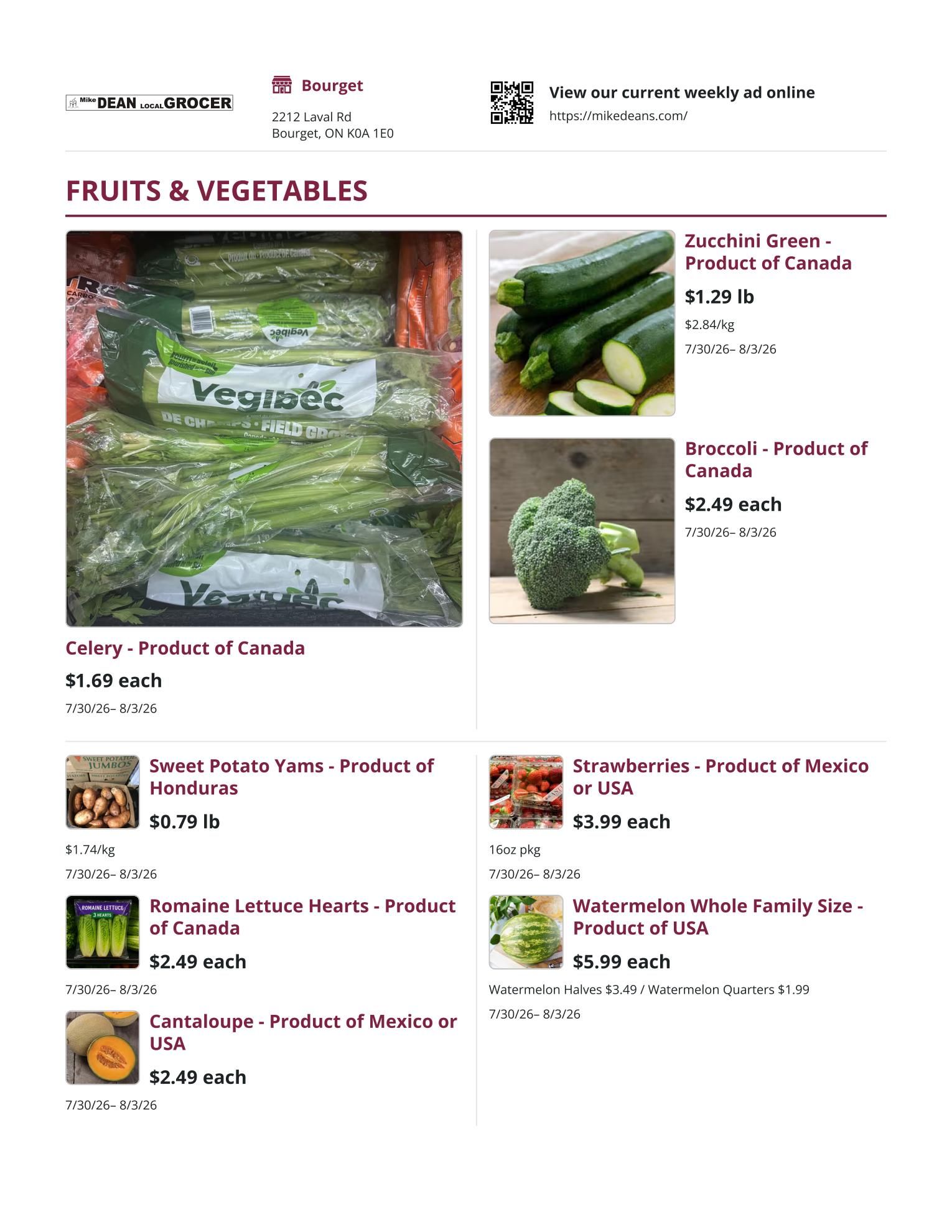 Mike Dean Local Grocer Flyer July 30 to August 5